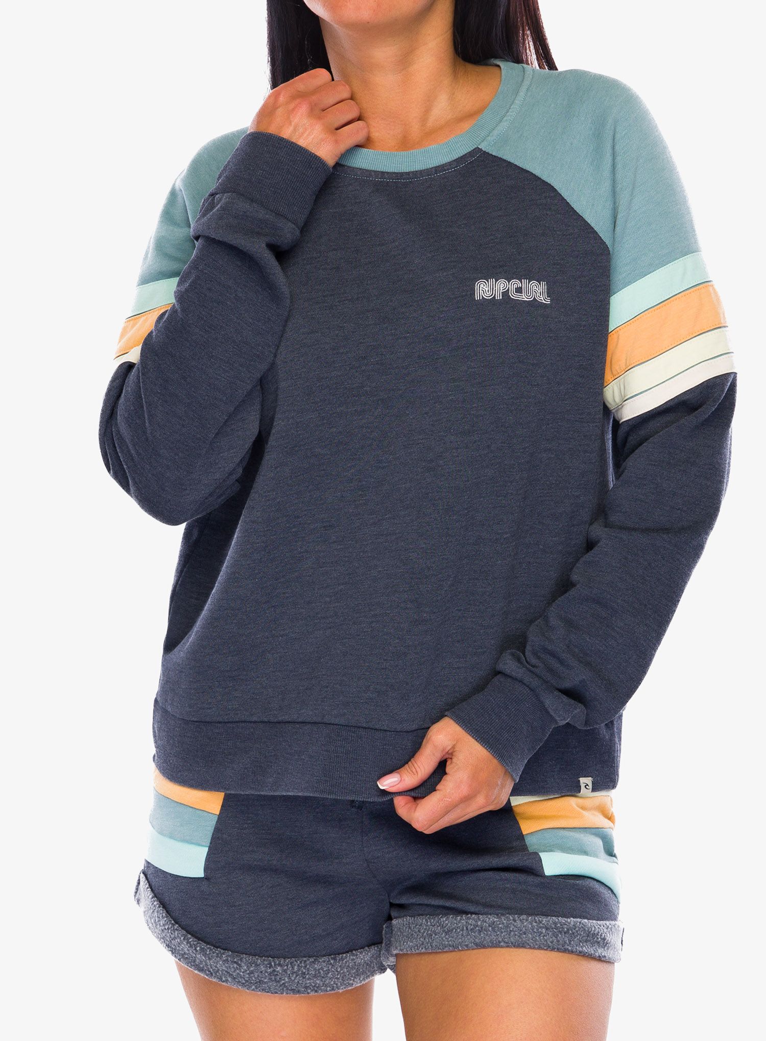 Дамски суичър без качулка Rip Curl Surf Revival Raglan Crew - dark navy