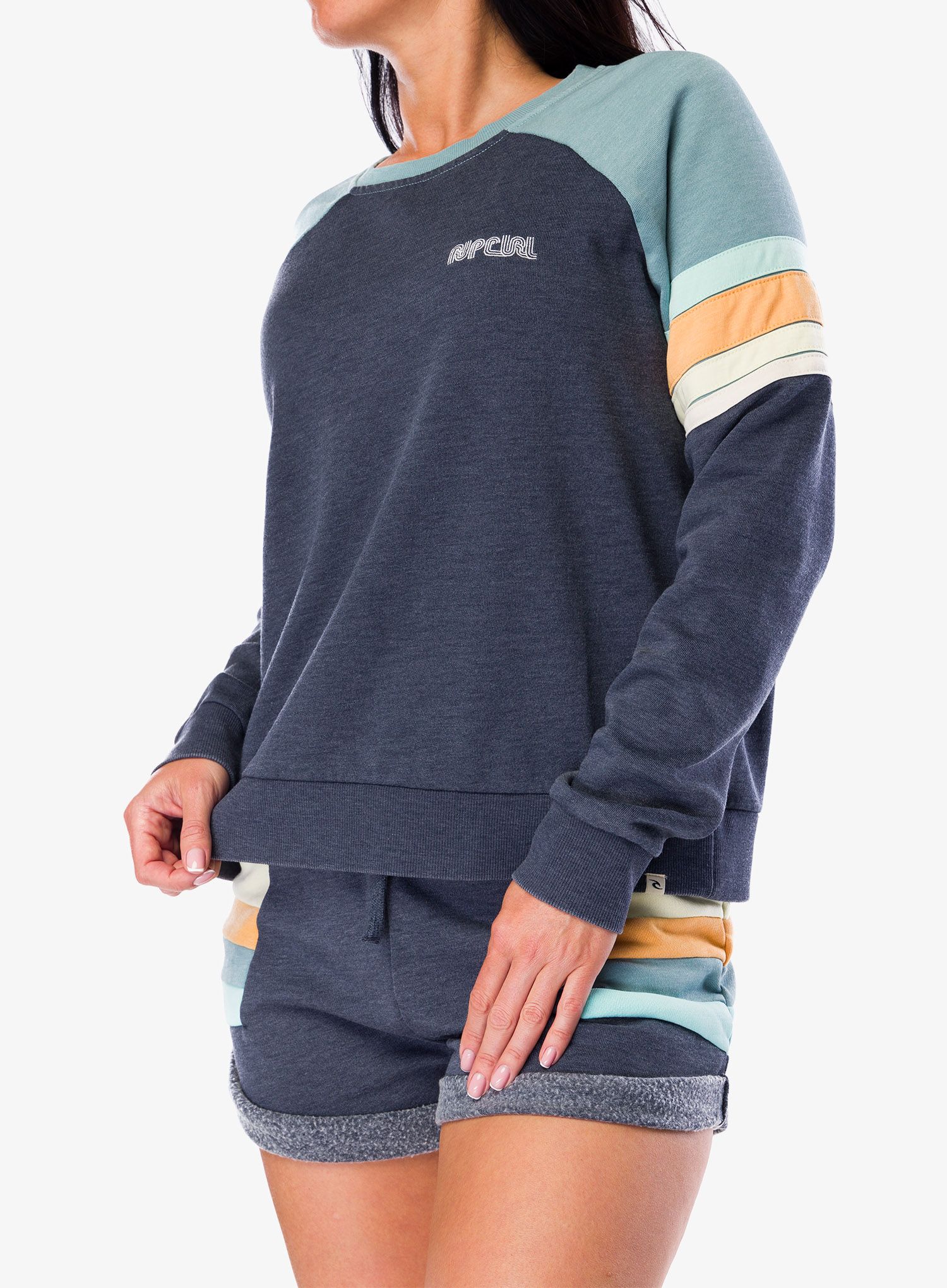 Дамски суичър без качулка Rip Curl Surf Revival Raglan Crew - dark navy