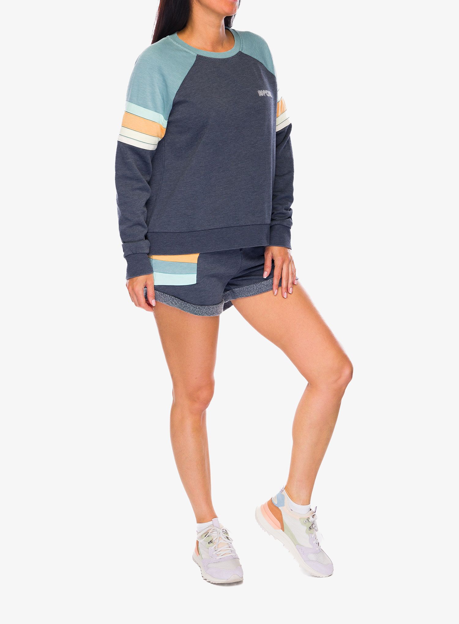 Дамски суичър без качулка Rip Curl Surf Revival Raglan Crew - dark navy
