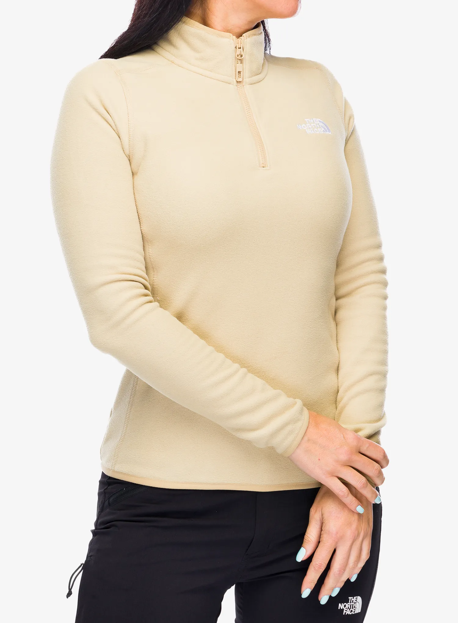 Дамски поларен суичър The North Face 100 Glacier 1/4 Zip - khaki stone
