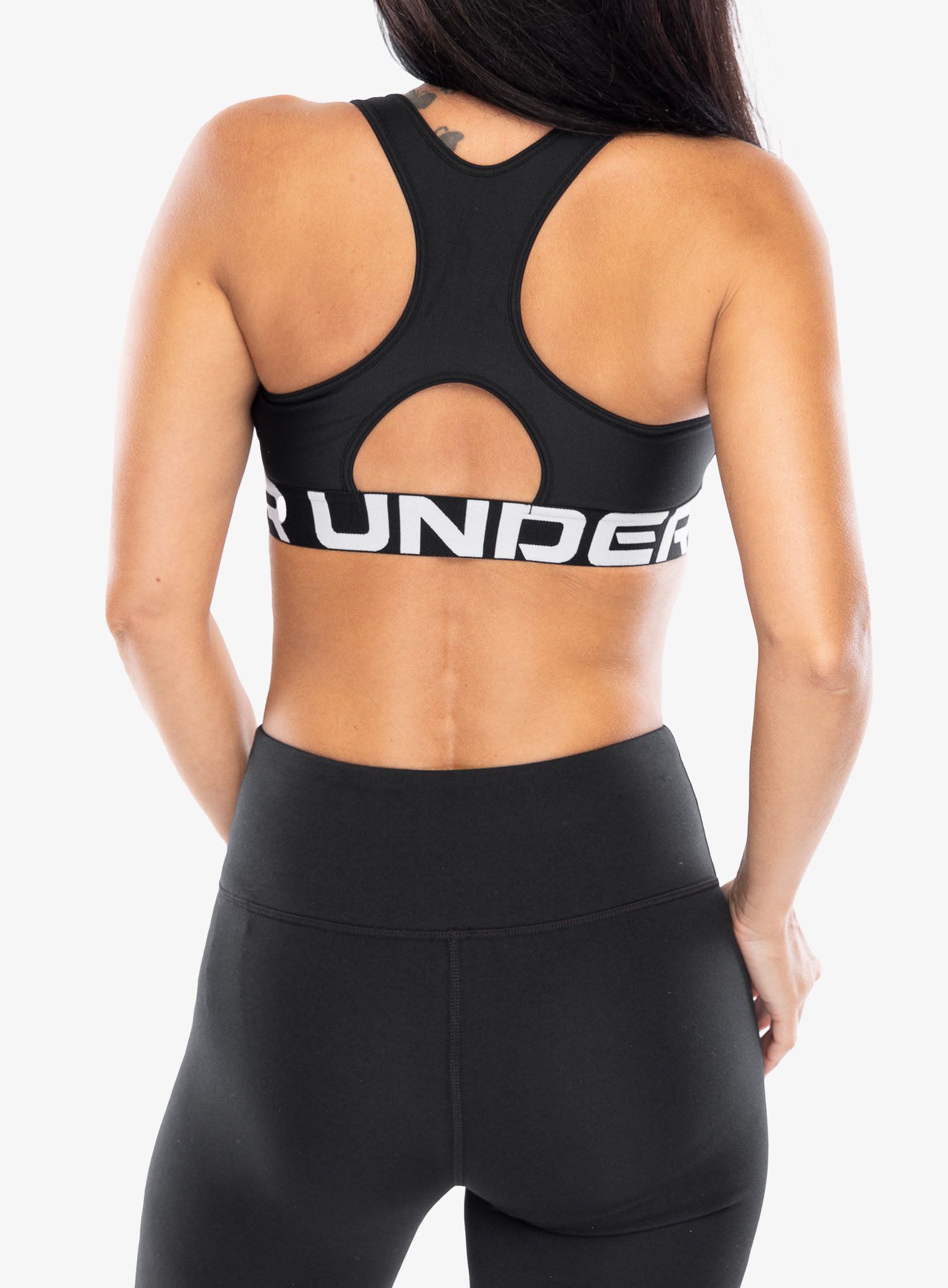 Спортен сутиен Under Armour HeatGear Authentics Mid Branded Bra - black/white