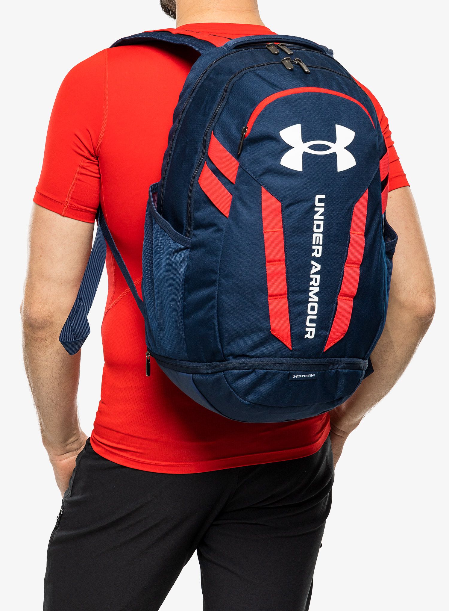 Раница за лаптоп Under Armour Hustle 5.0 Backpack - academy/red/white