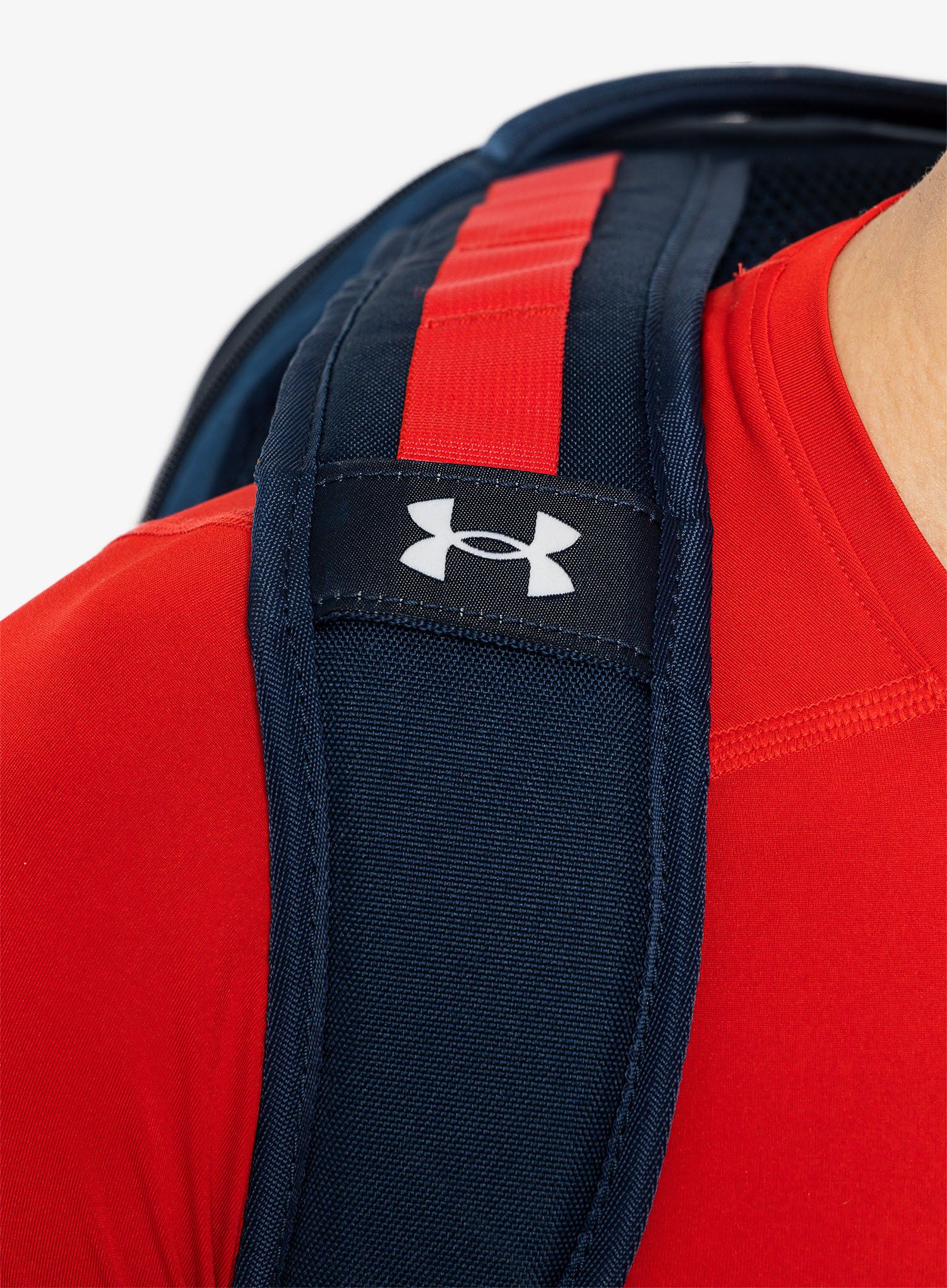 Раница за лаптоп Under Armour Hustle 5.0 Backpack - academy/red/white