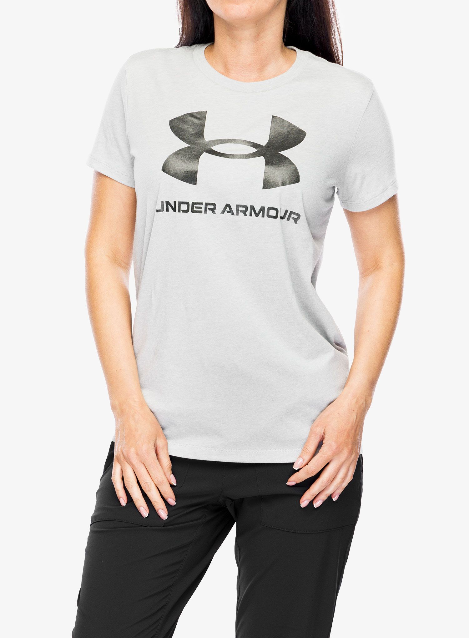 Дамска тениска Under Armour Live Sportstyle Graphic SSC - mod gray lt/jet gray