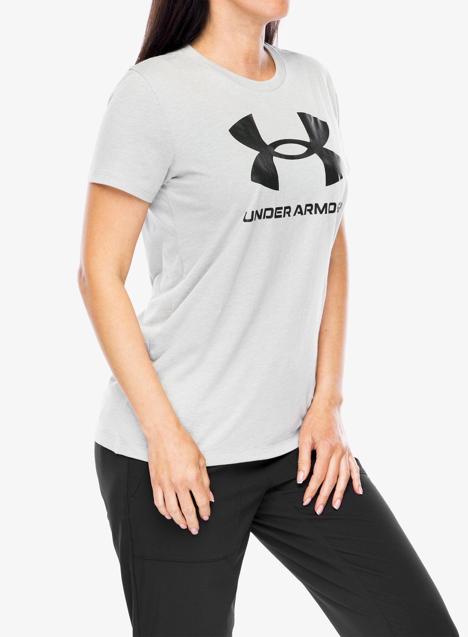 Дамска тениска Under Armour Live Sportstyle Graphic SSC - mod gray lt/jet gray