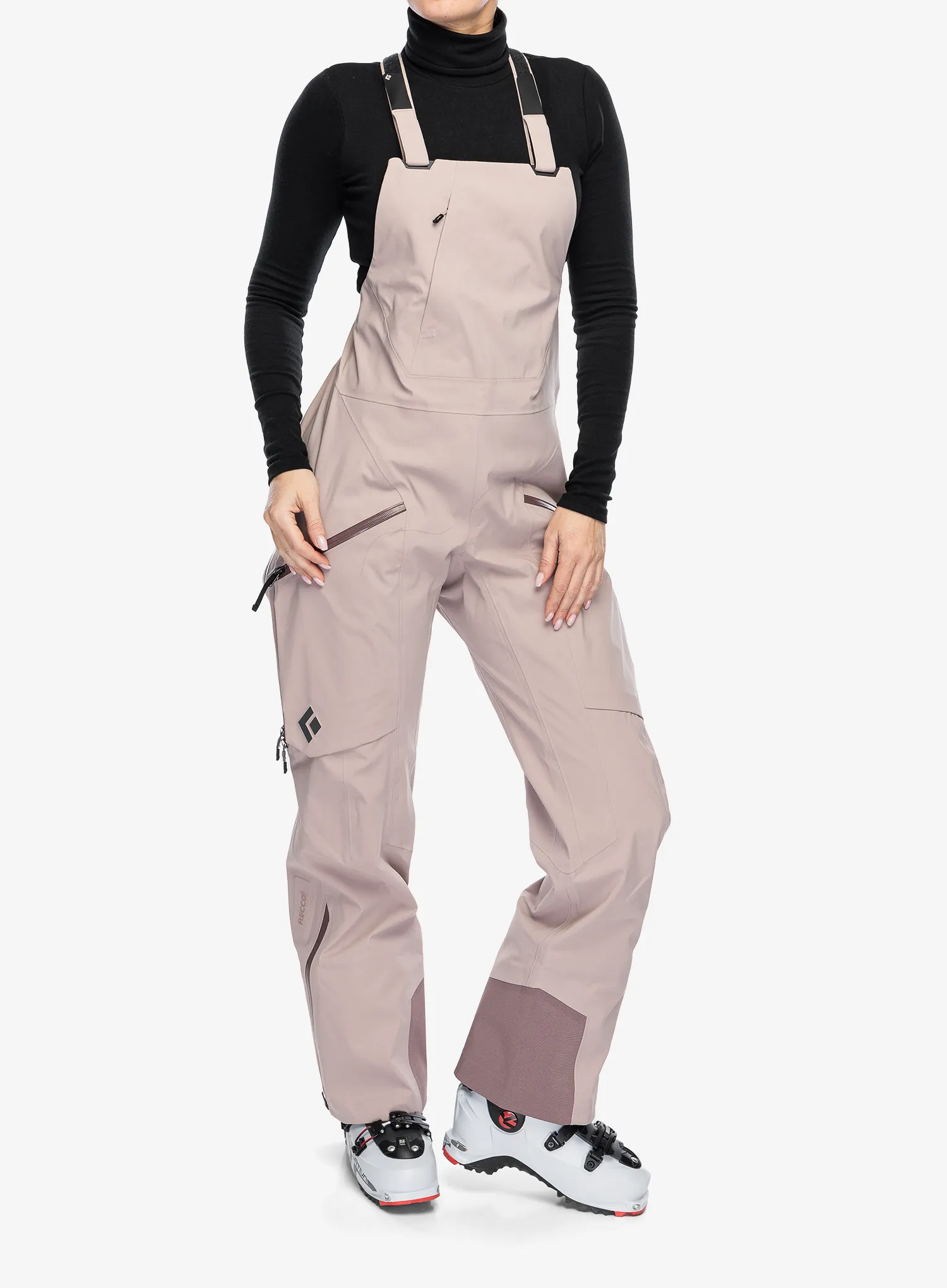 Дамски скиорски панталони Black Diamond Factor Bibs - pale mauve