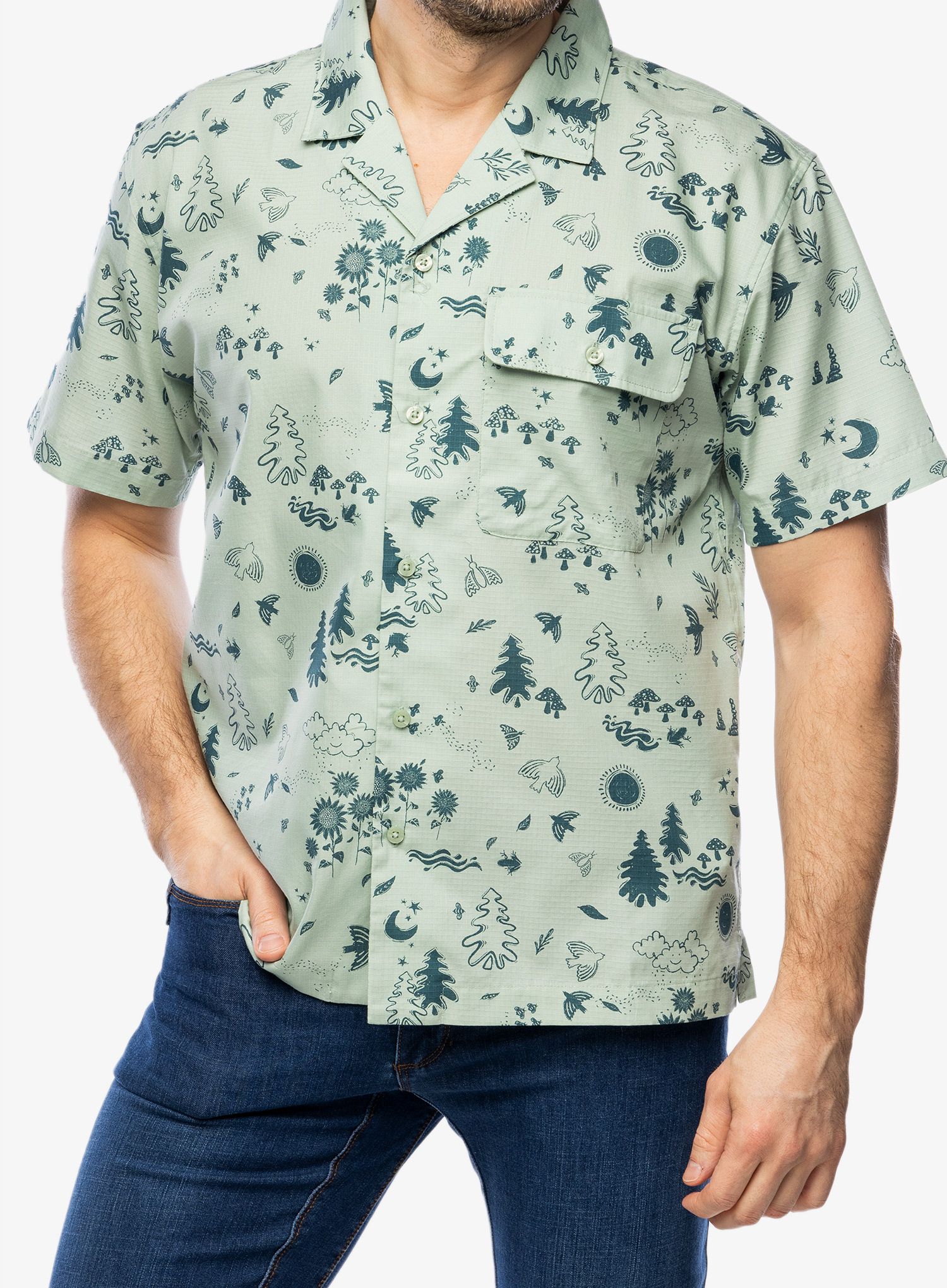 Риза Marmot Muir Camp Novelty S/S - frosty green trail mix