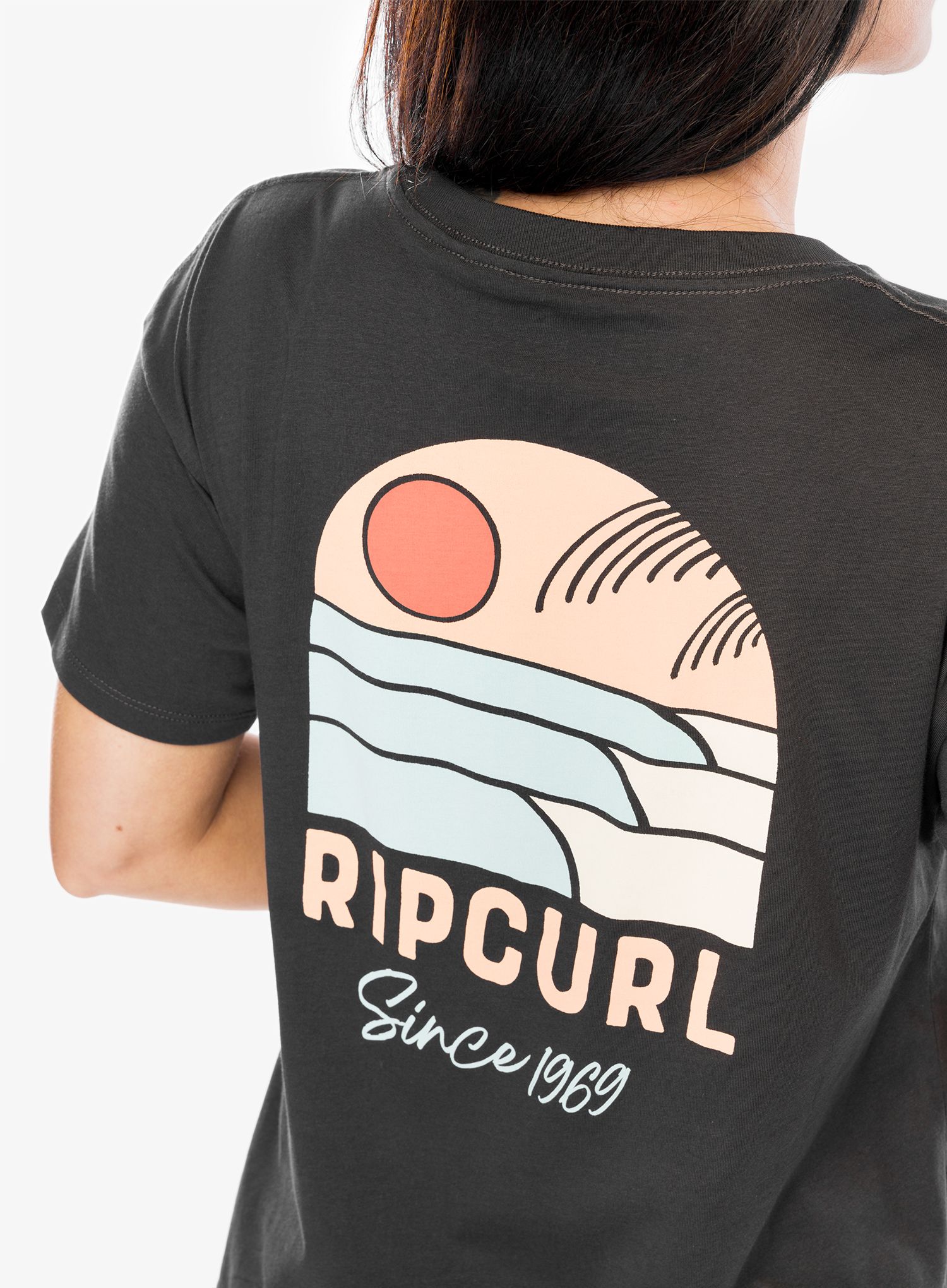 Дамска тениска с щампа Rip Curl Line Up Relaxed Tee - washed black