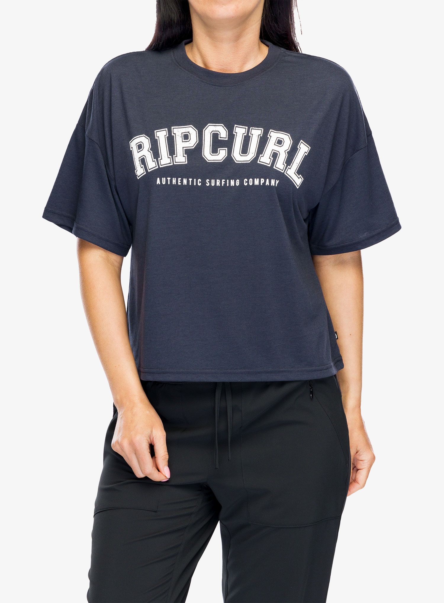 Дамска тениска с щампа Rip Curl RSS Crop Tee - navy