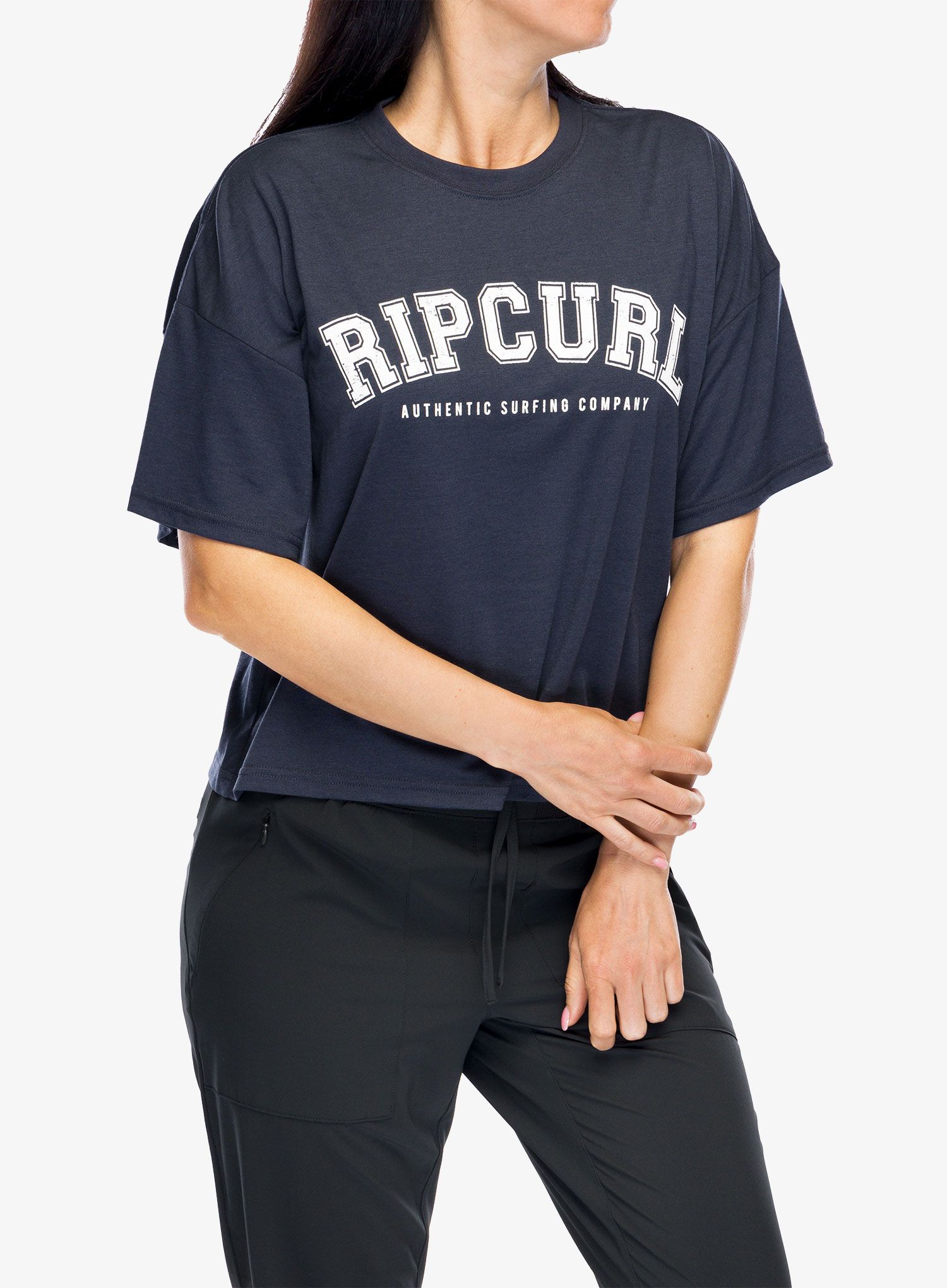 Дамска тениска с щампа Rip Curl RSS Crop Tee - navy