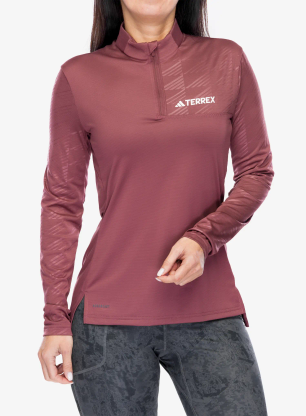 Дамски суичър adidas TERREX Multi Half-Zip LS Tee - quiet crimson