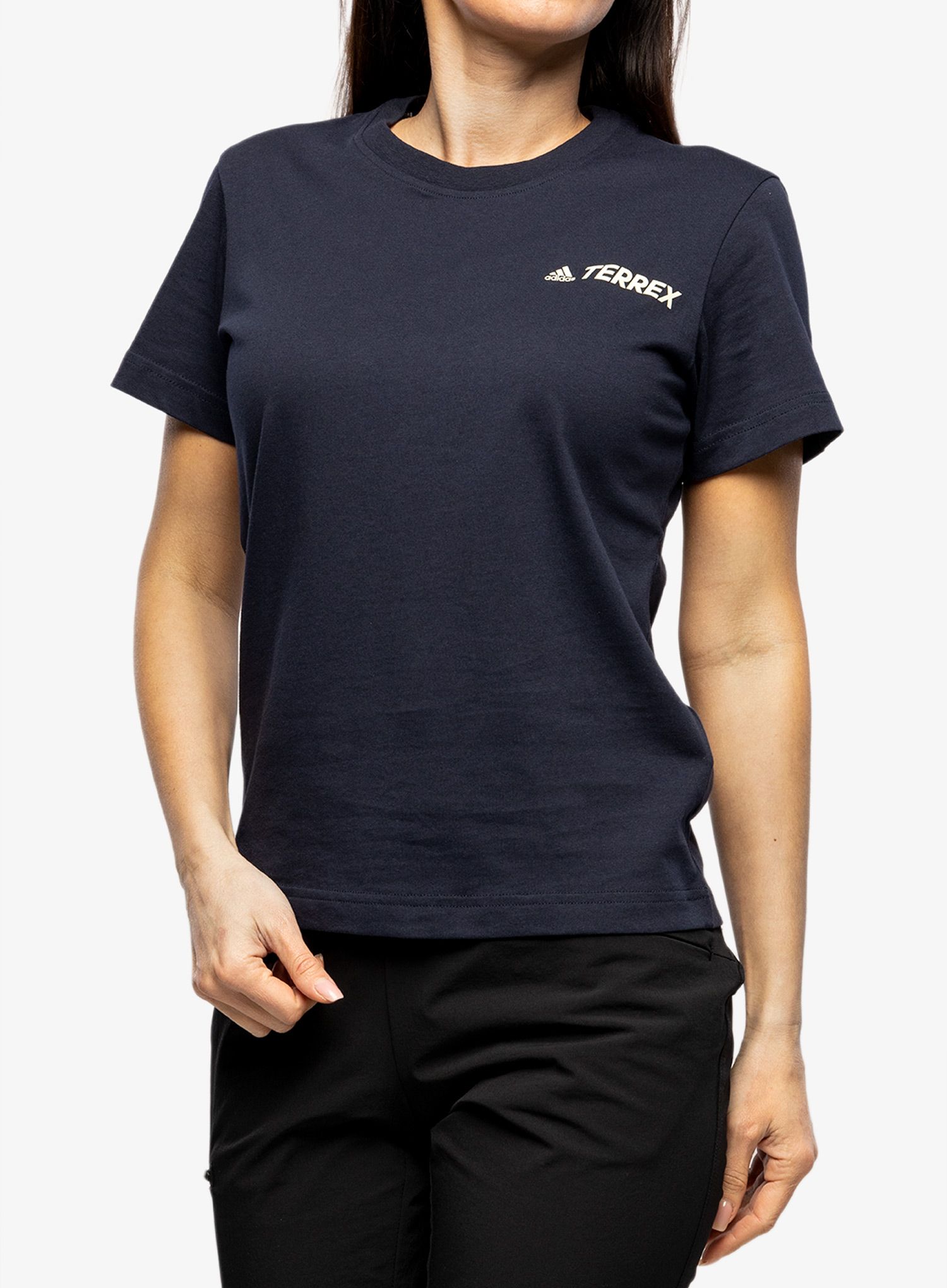 Дамска тениска с щампа adidas TERREX Mountain Fun Graphic Tee - legend ink/linen green