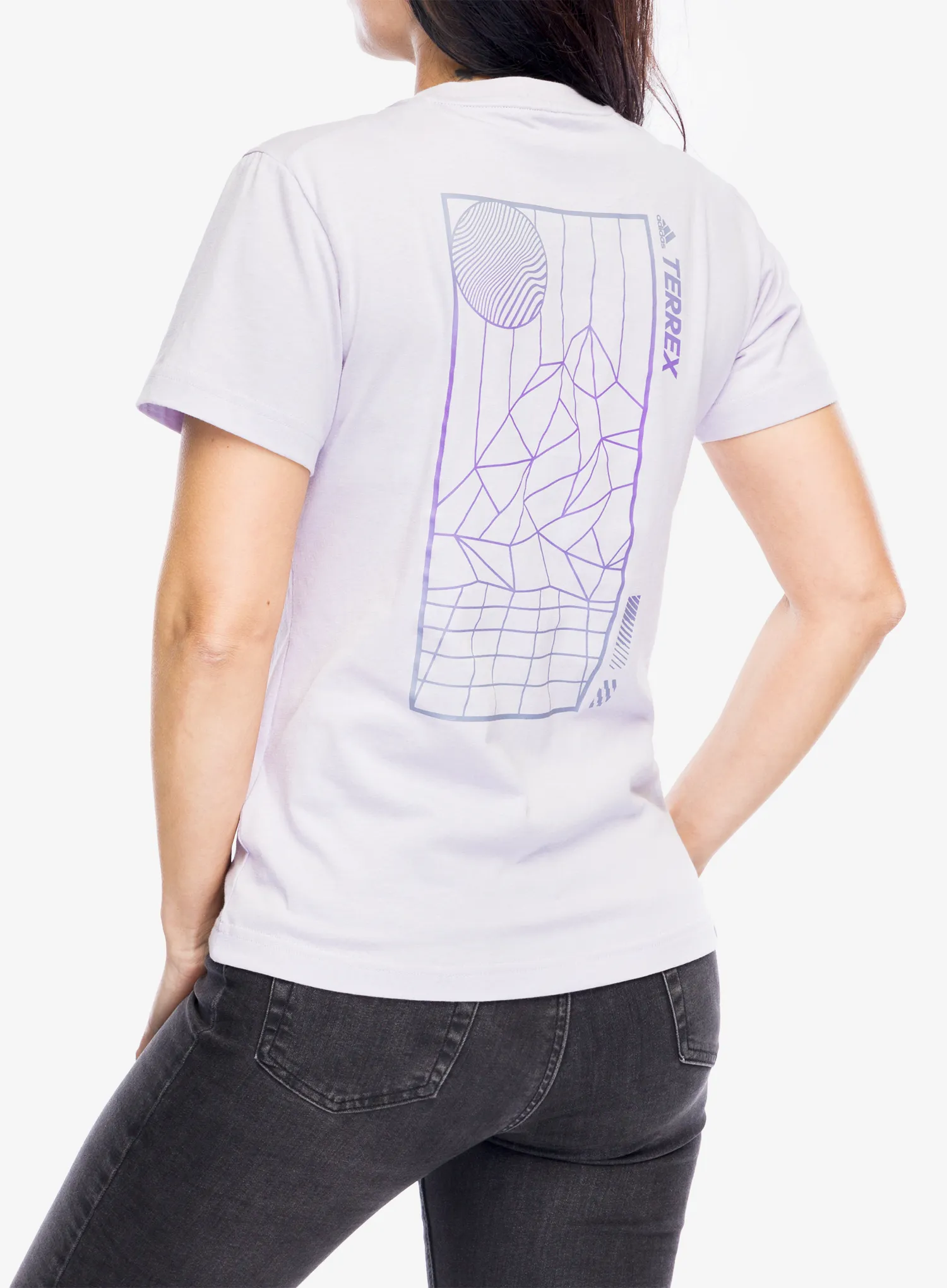 Дамска памучна тениска adidas TERREX Mountain Fun Graphic Tee - silver dawn