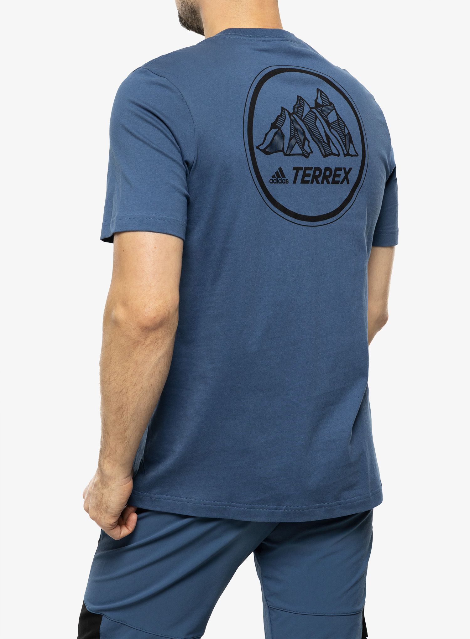 Памучна тениска adidas TERREX Mountain Graphic Tee - wonder steel