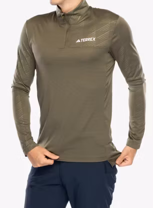 Суичър без качулка adidas TERREX Multi Half Zip Longsleeve Tee - olive strata