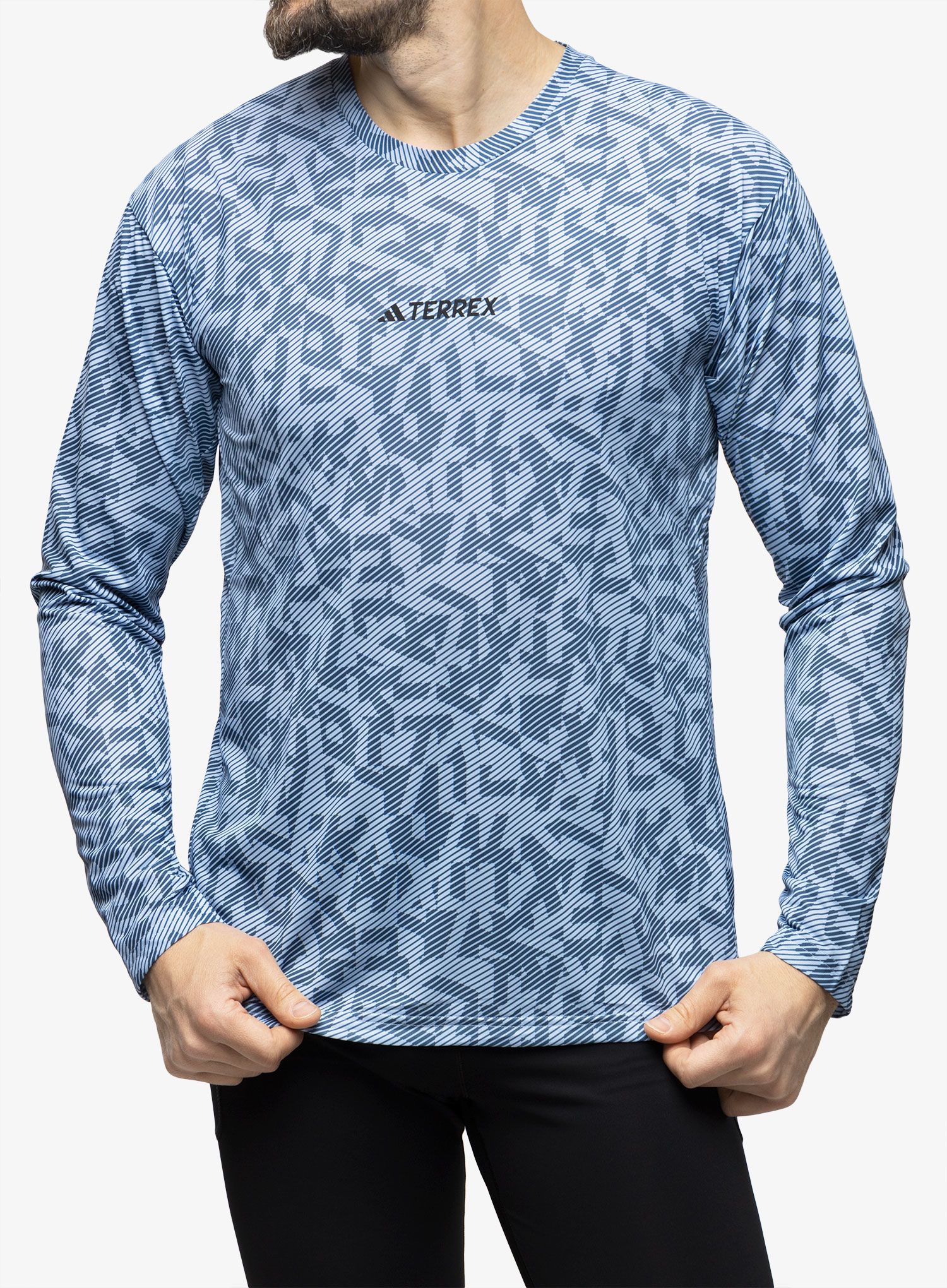 Суичър за бягане adidas TERREX Trail Running Longsleeve Graphic - blue dawn/wonder steel