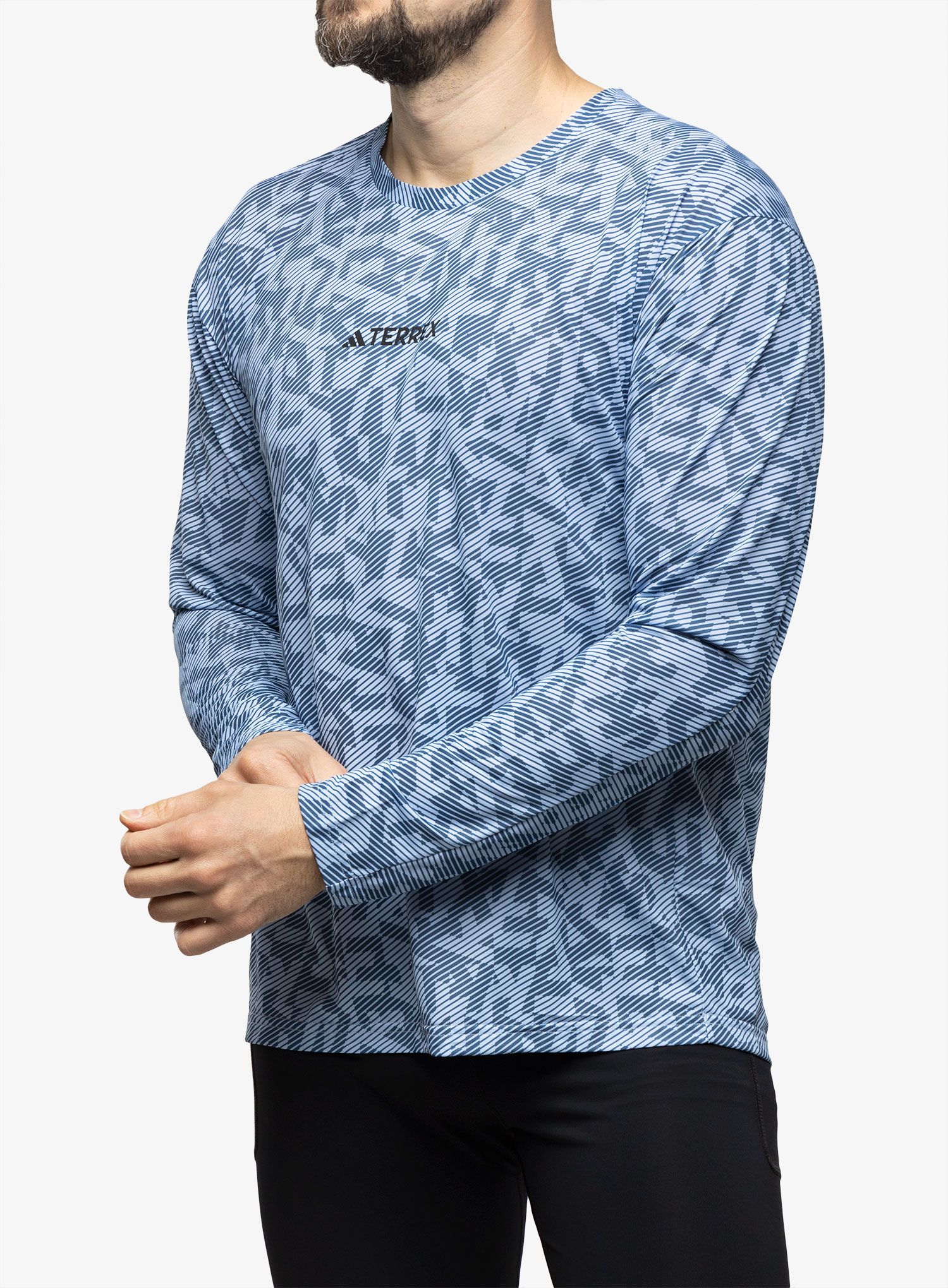 Суичър за бягане adidas TERREX Trail Running Longsleeve Graphic - blue dawn/wonder steel