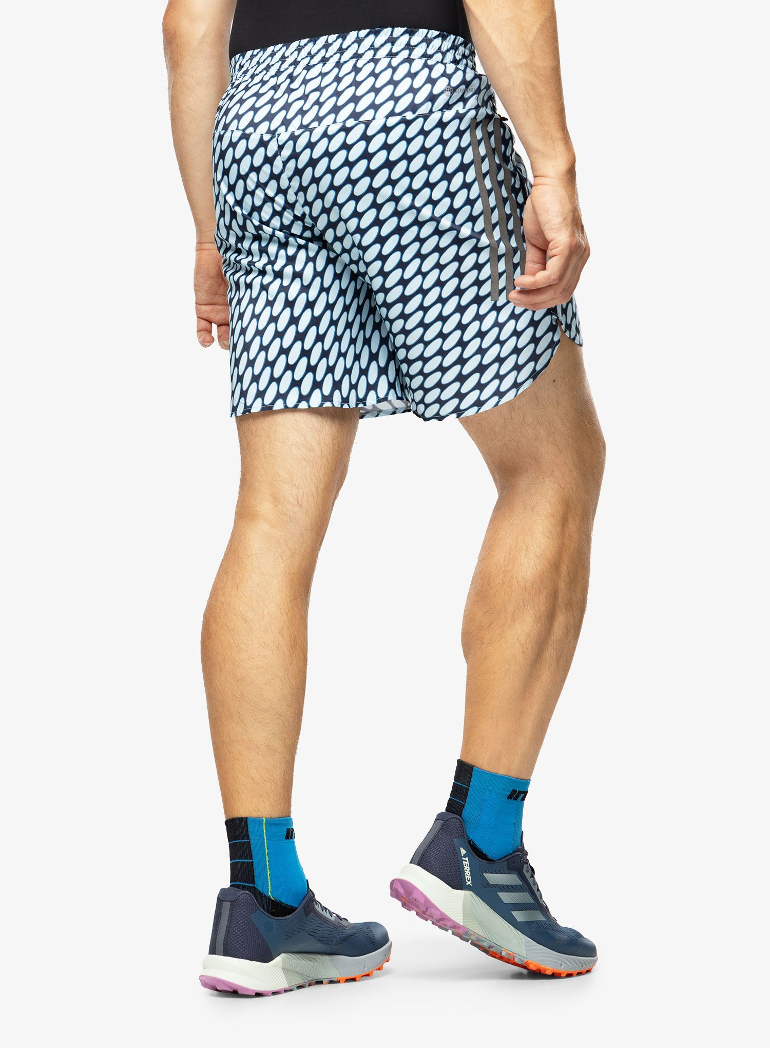Къси панталони за бягане adidas x Marimekko Run Icons 3-Stripes Shorts - ice blue/legend ink/blue