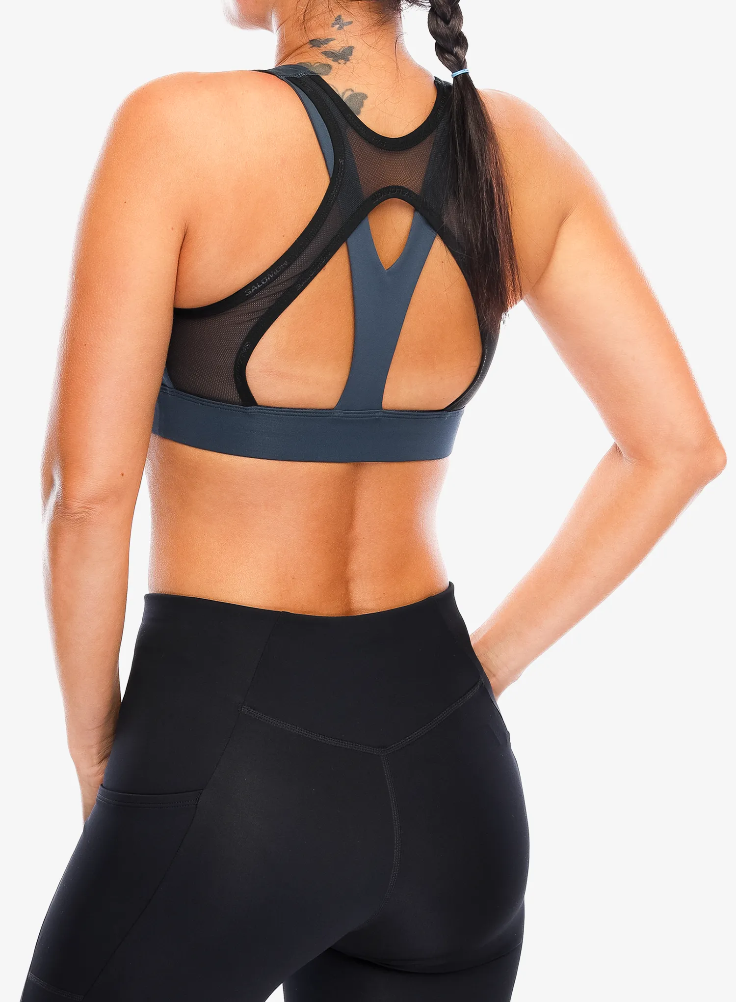 Спортен сутиен Salomon Cross Run Bra - midnight navy/deep black