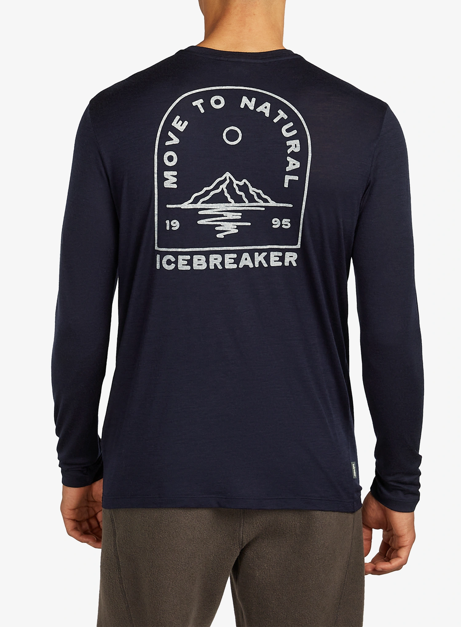 Суичър без качулка Icebreaker Merino 150 Tech Lite LS Tee Road To Cook - midnight navy