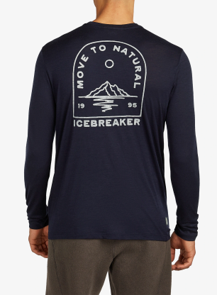 Суичър без качулка Icebreaker Merino 150 Tech Lite LS Tee Road To Cook - midnight navy