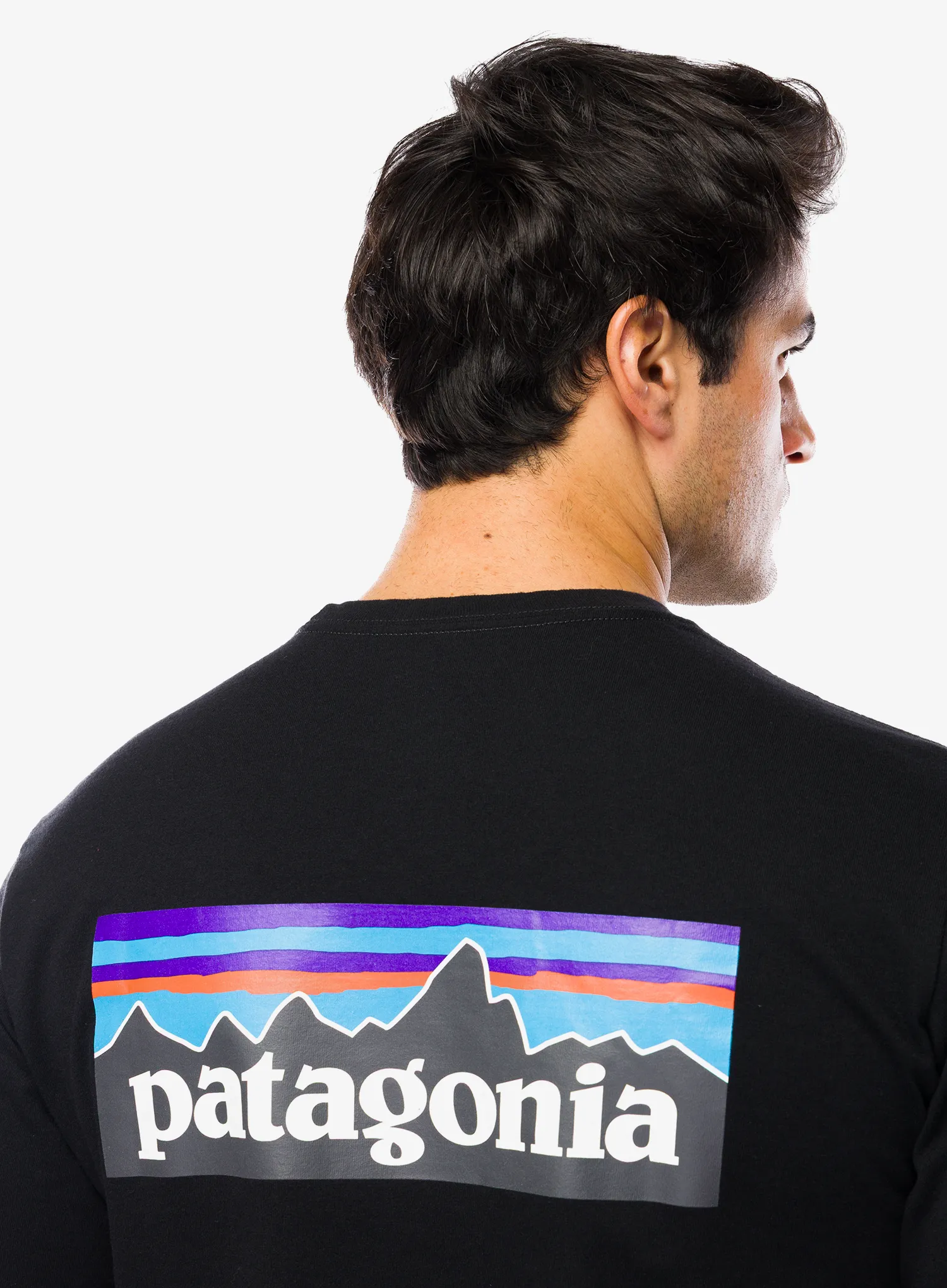 Суичър без качулка Patagonia L/S P-6 Logo Responsibili-Tee - black