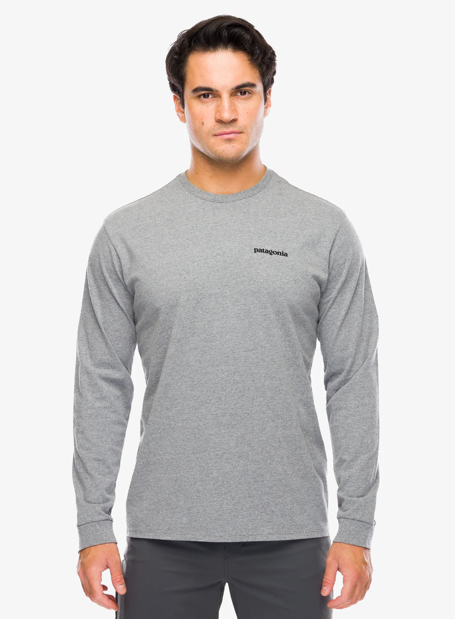 Суичър без качулка Patagonia L/S P-6 Logo Responsibili-Tee - gravel heather