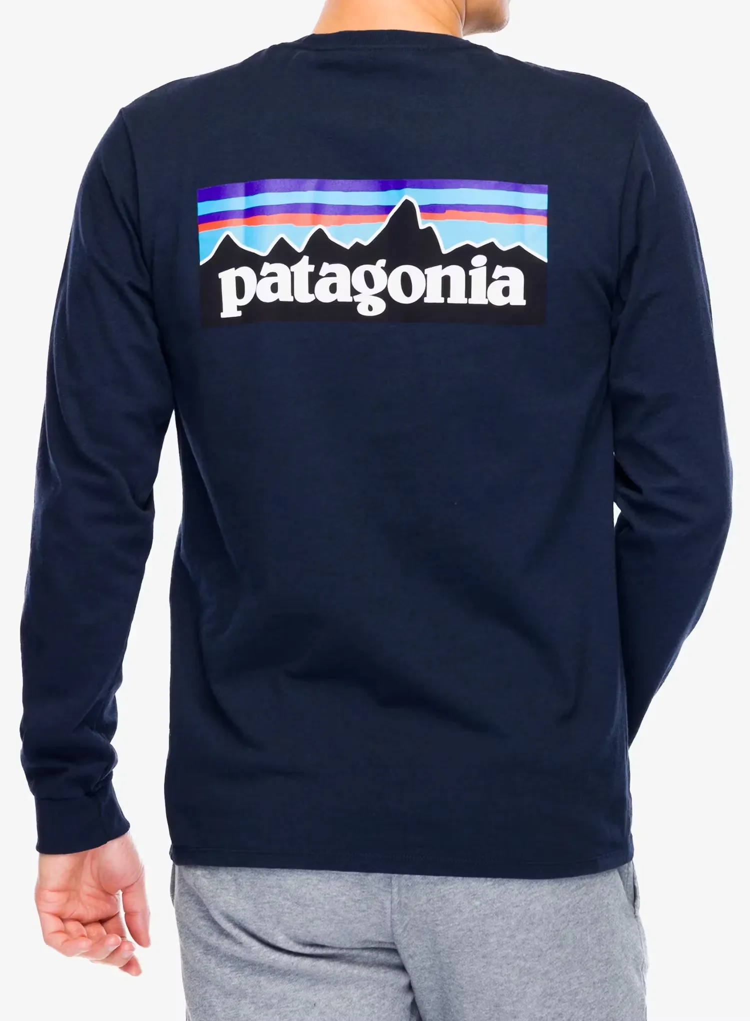 Суичър без качулка Patagonia L/S P-6 Logo Responsibili-Tee - new navy