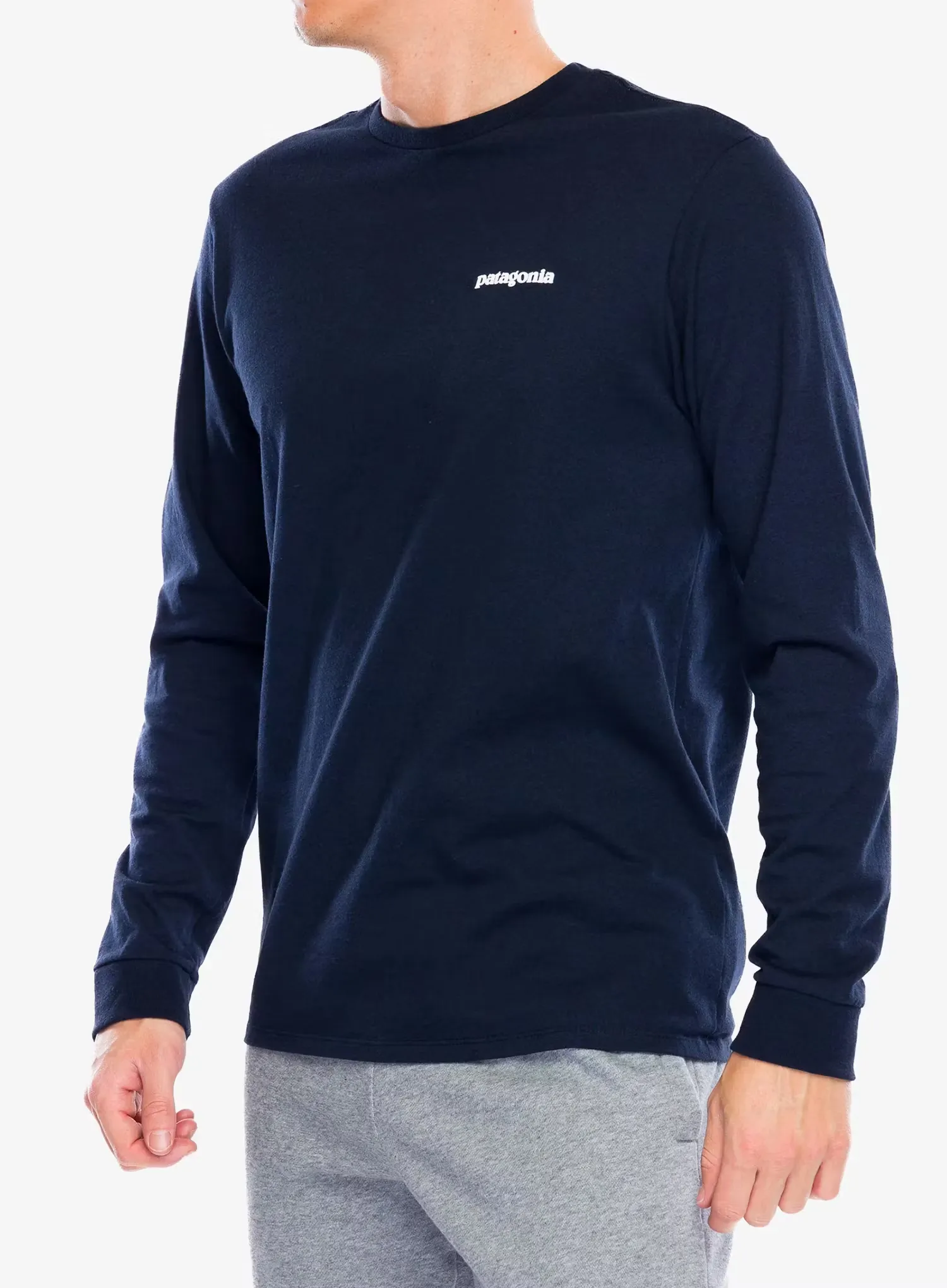 Суичър без качулка Patagonia L/S P-6 Logo Responsibili-Tee - new navy