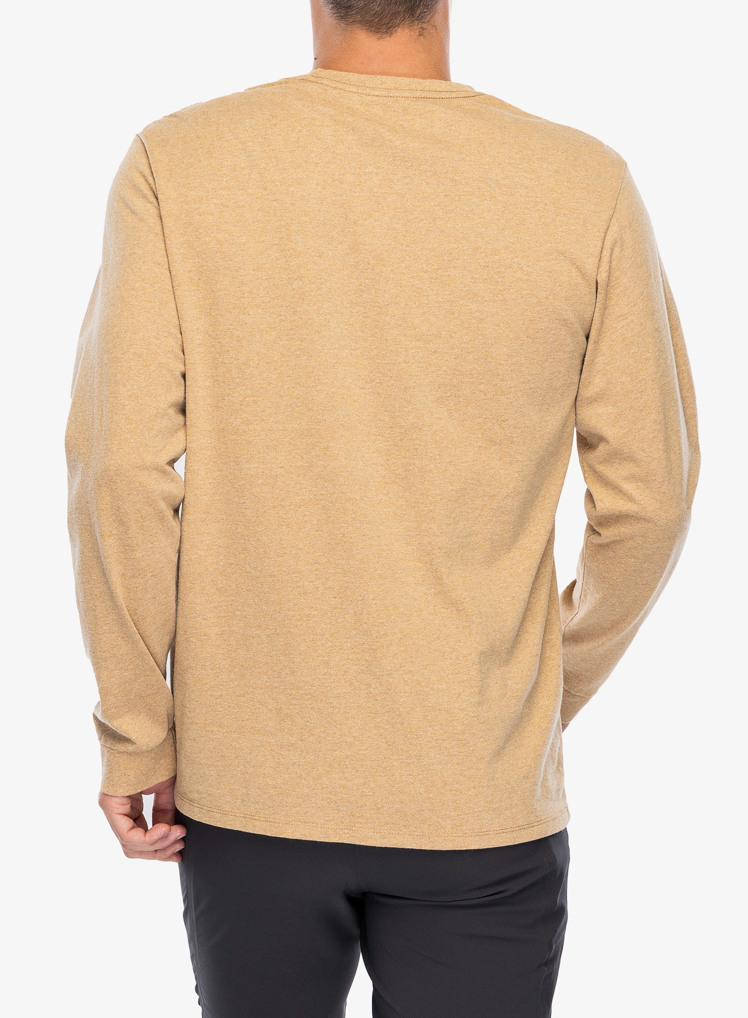 Суичър без качулка Patagonia L/S Shop Sticker Pocket Responsibili-Tee - talon gold