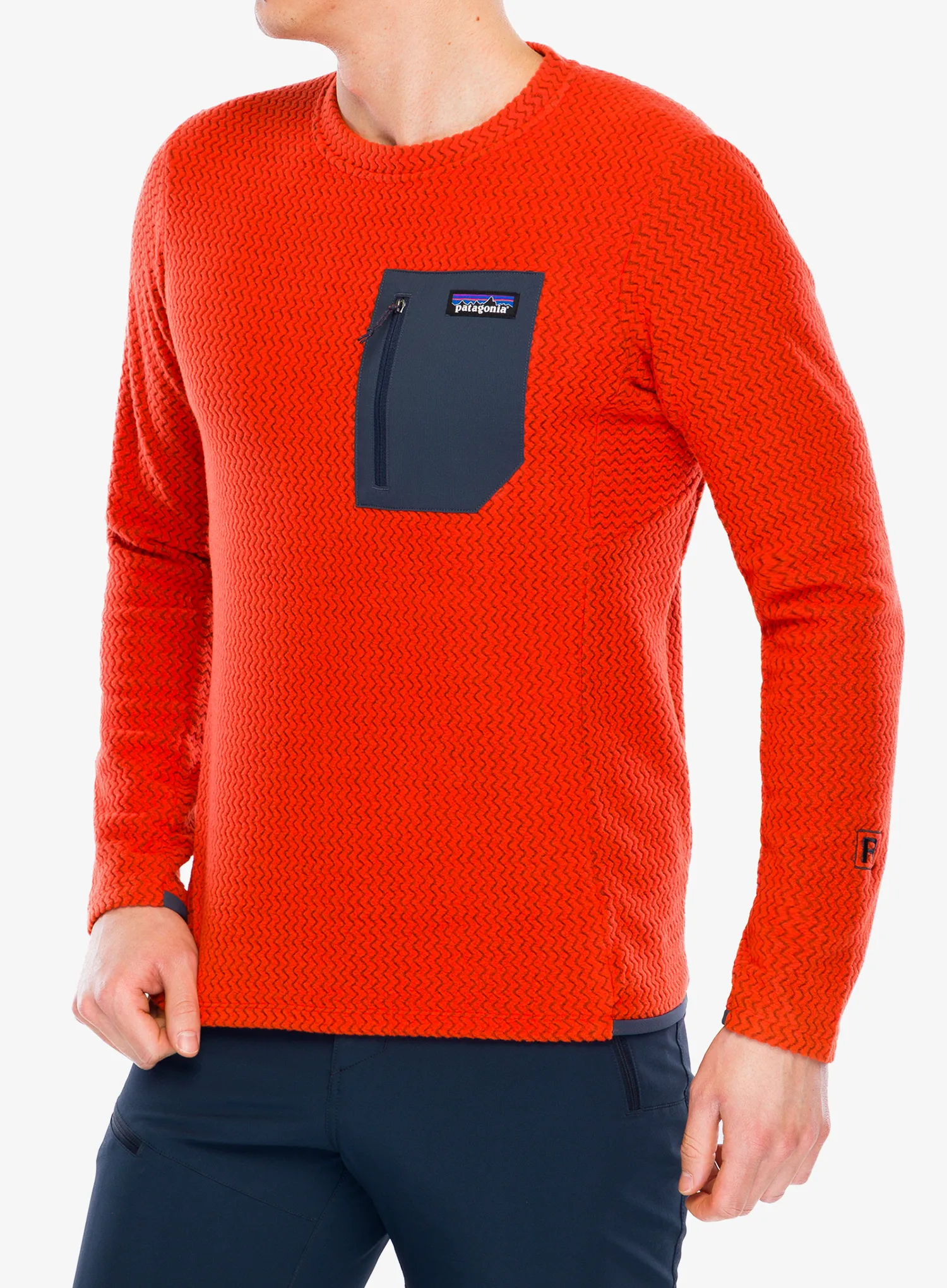 Суичър без качулка Patagonia R1 Air Crew - pollinator orange