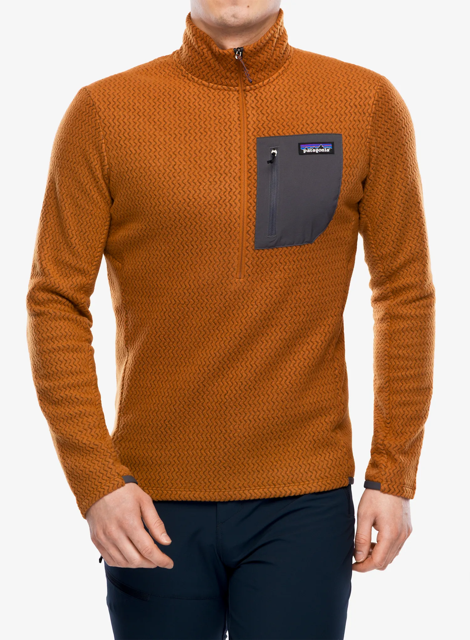 Суичър без качулка Patagonia R1 Air Zip Neck - robin brown
