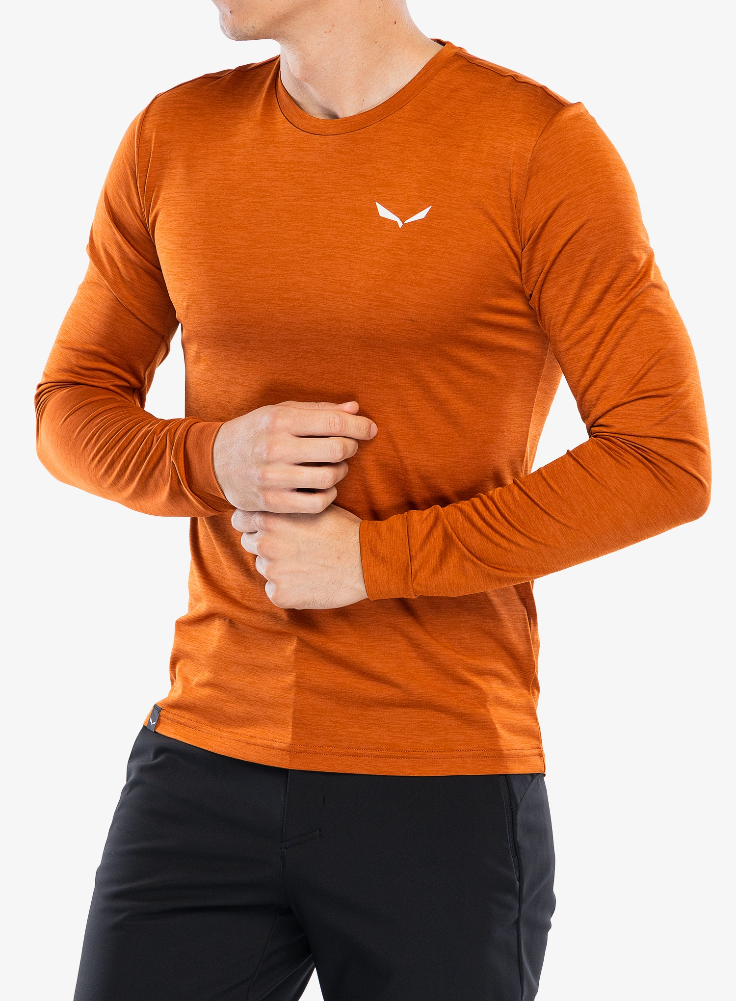 Суичър без качулка Salewa Puez Melange Dry L/S Tee - bombay brown melange