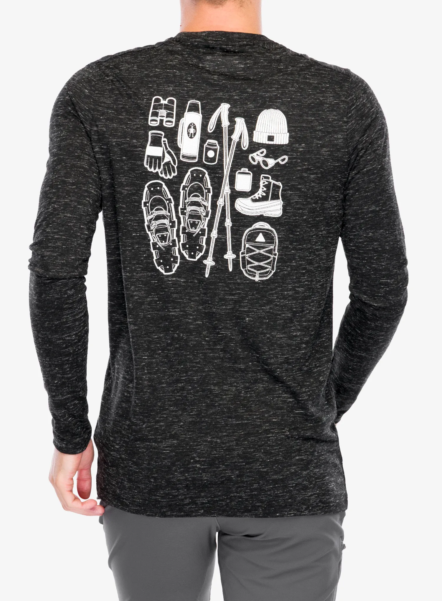 Суичър без качулка Smartwool Merino Hemp Blend Gear Up Long Sleeve Graphic Tee - black heather