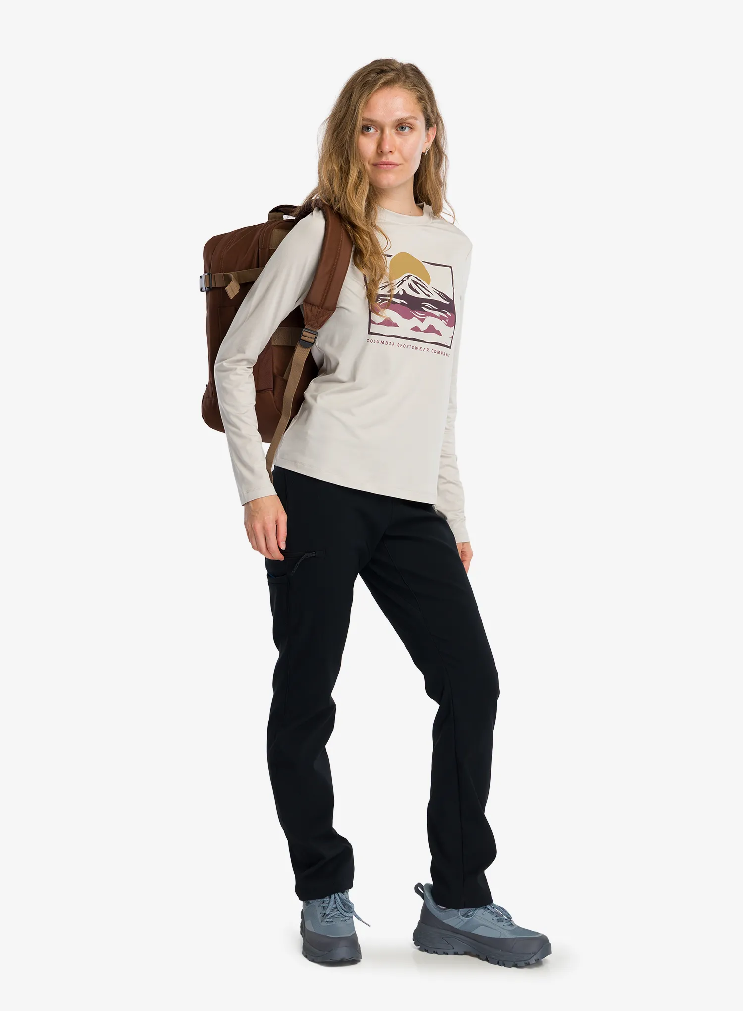 Дамски суичър без качулка Columbia Parsons Point Long Sleeve Graphic Tee - dark stone/all terrain