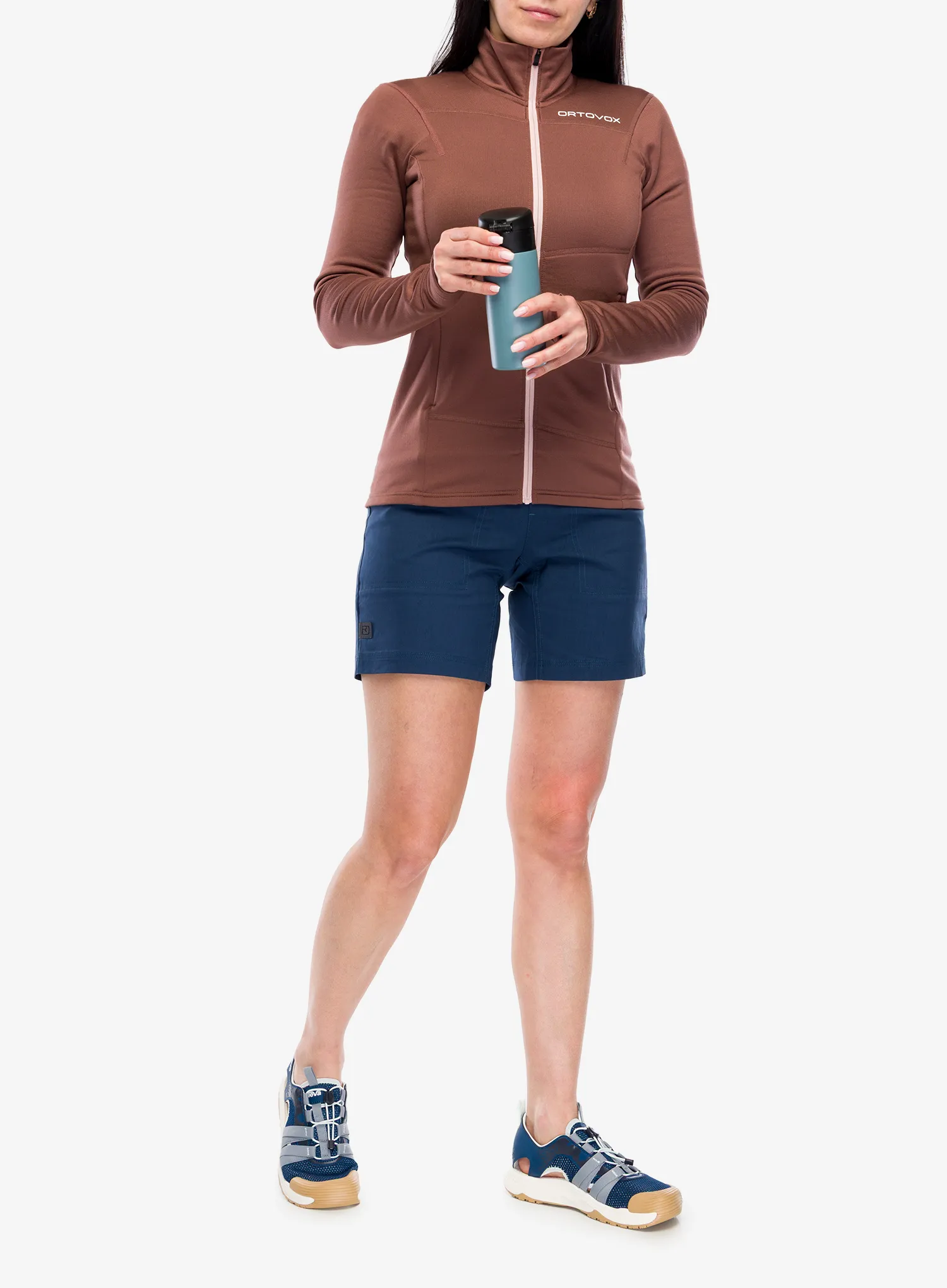 Дамски суичър без качулка Ortovox Fleece Light Jacket - chestnut