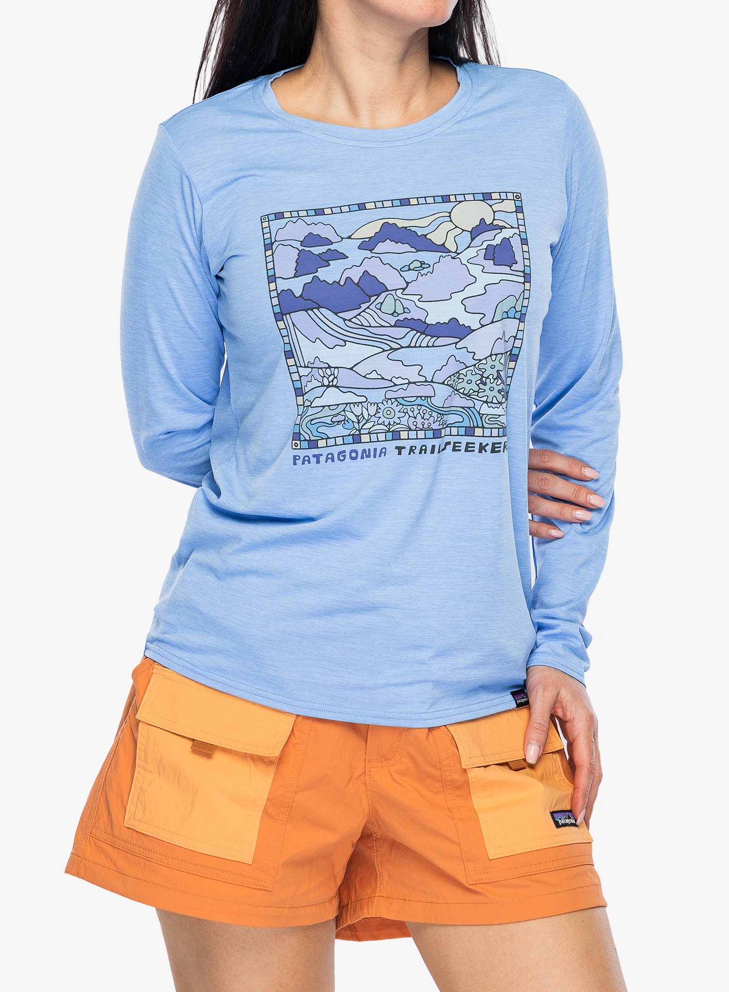 Дамски суичър без качулка Patagonia L/S Cap Cool Daily Graphic Shirt Lands - trailseekers/abundant blue