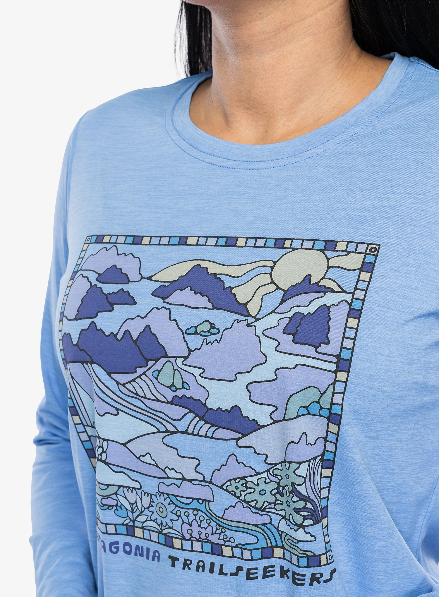 Дамски суичър без качулка Patagonia L/S Cap Cool Daily Graphic Shirt Lands - trailseekers/abundant blue