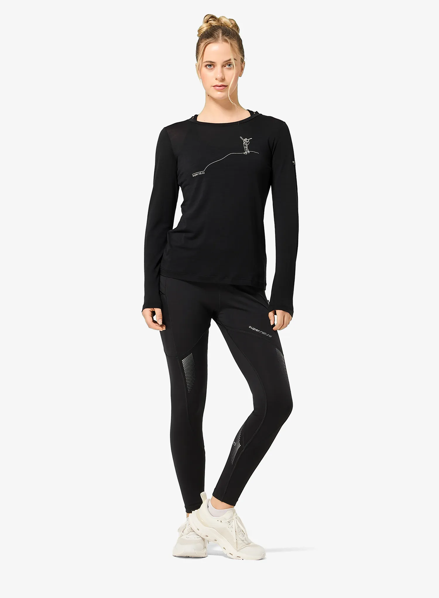 Дамски суичър без качулка Super.natural Berggluck LS - jet black/feather grey