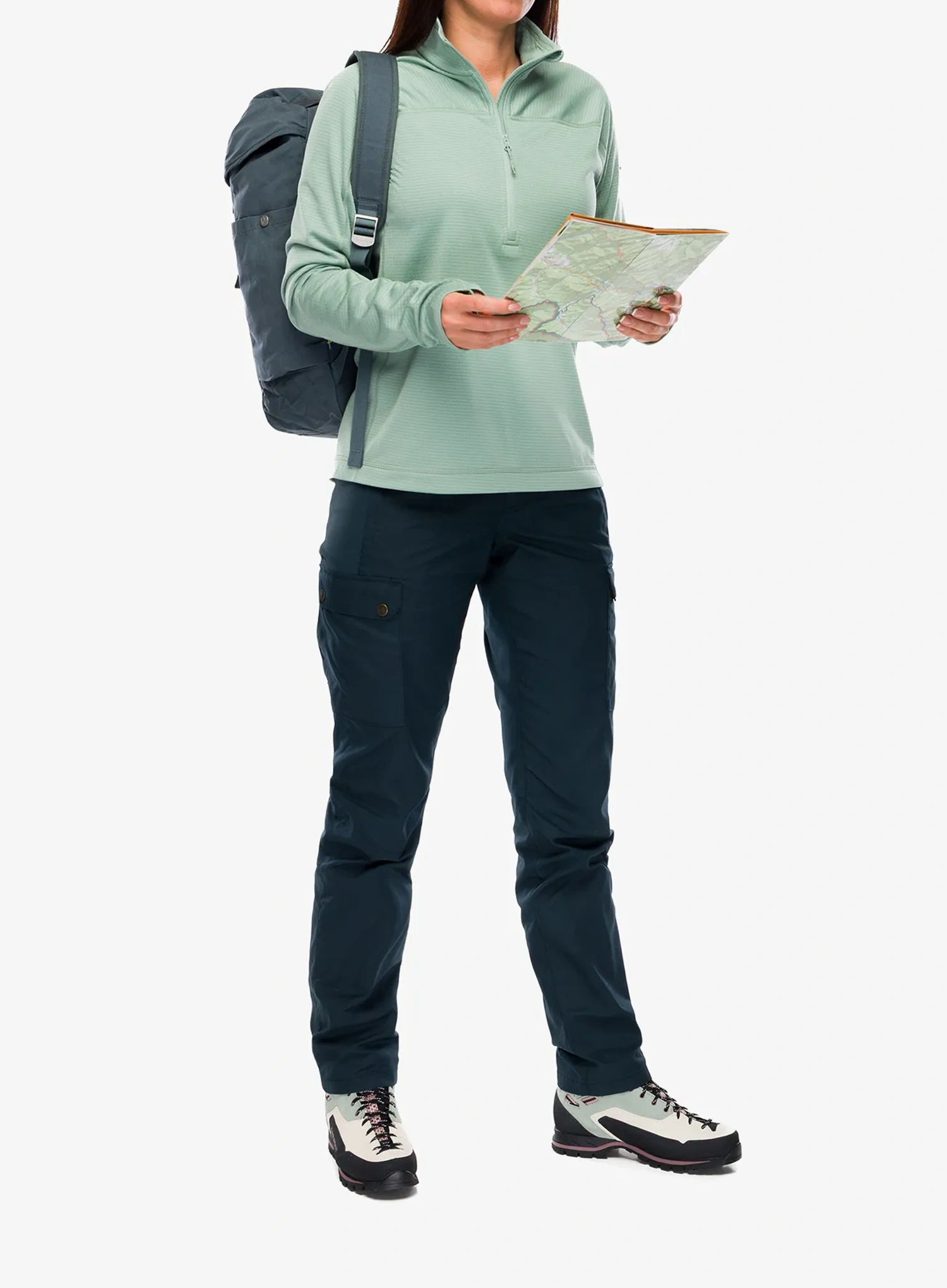 Дамски суичър Fjallraven Abisko Lite Fleece Half Zip - misty green