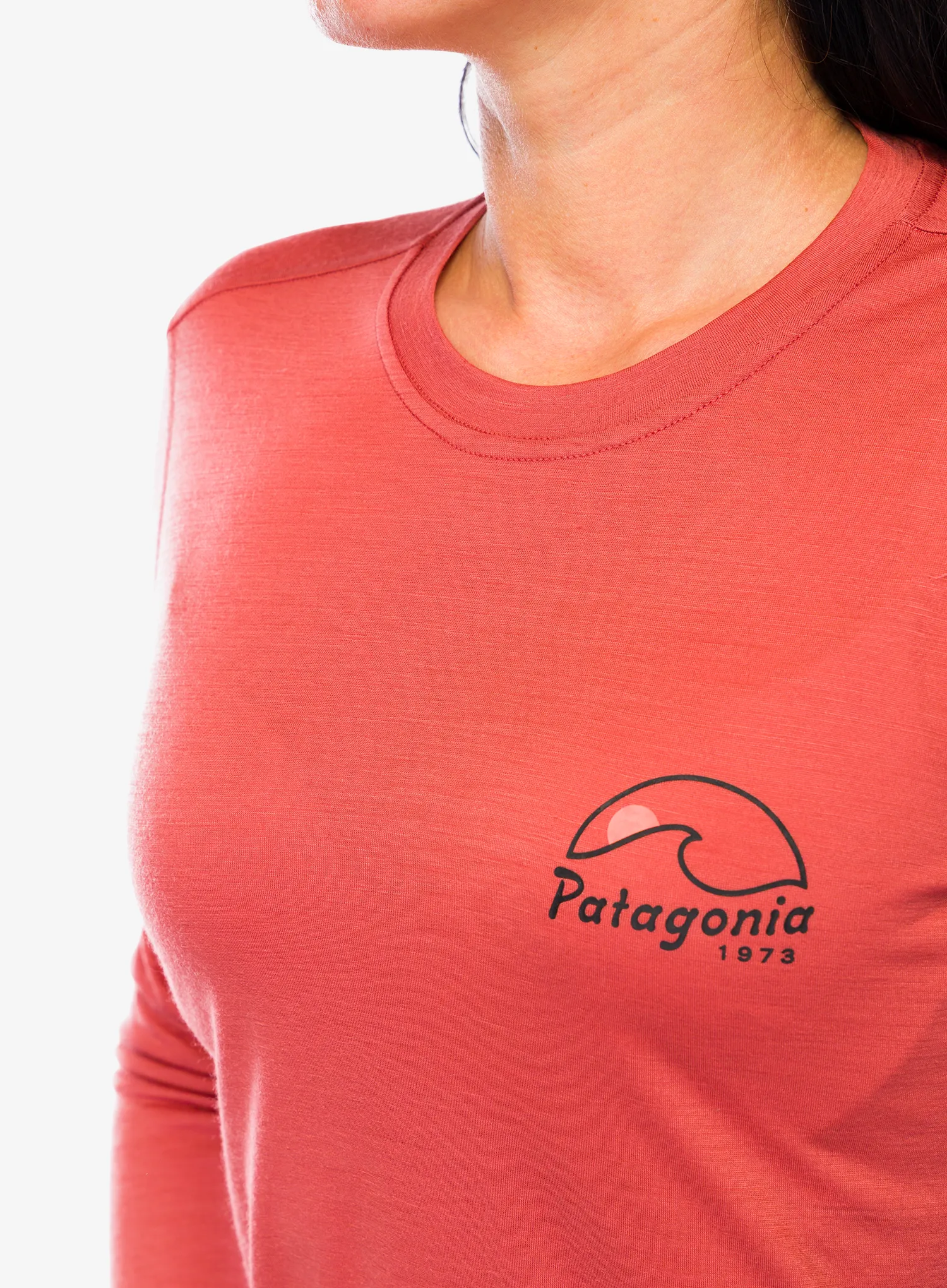 Дамски суичър Patagonia L/S Cap Cool Merino Graphic - imagine moon/potters red