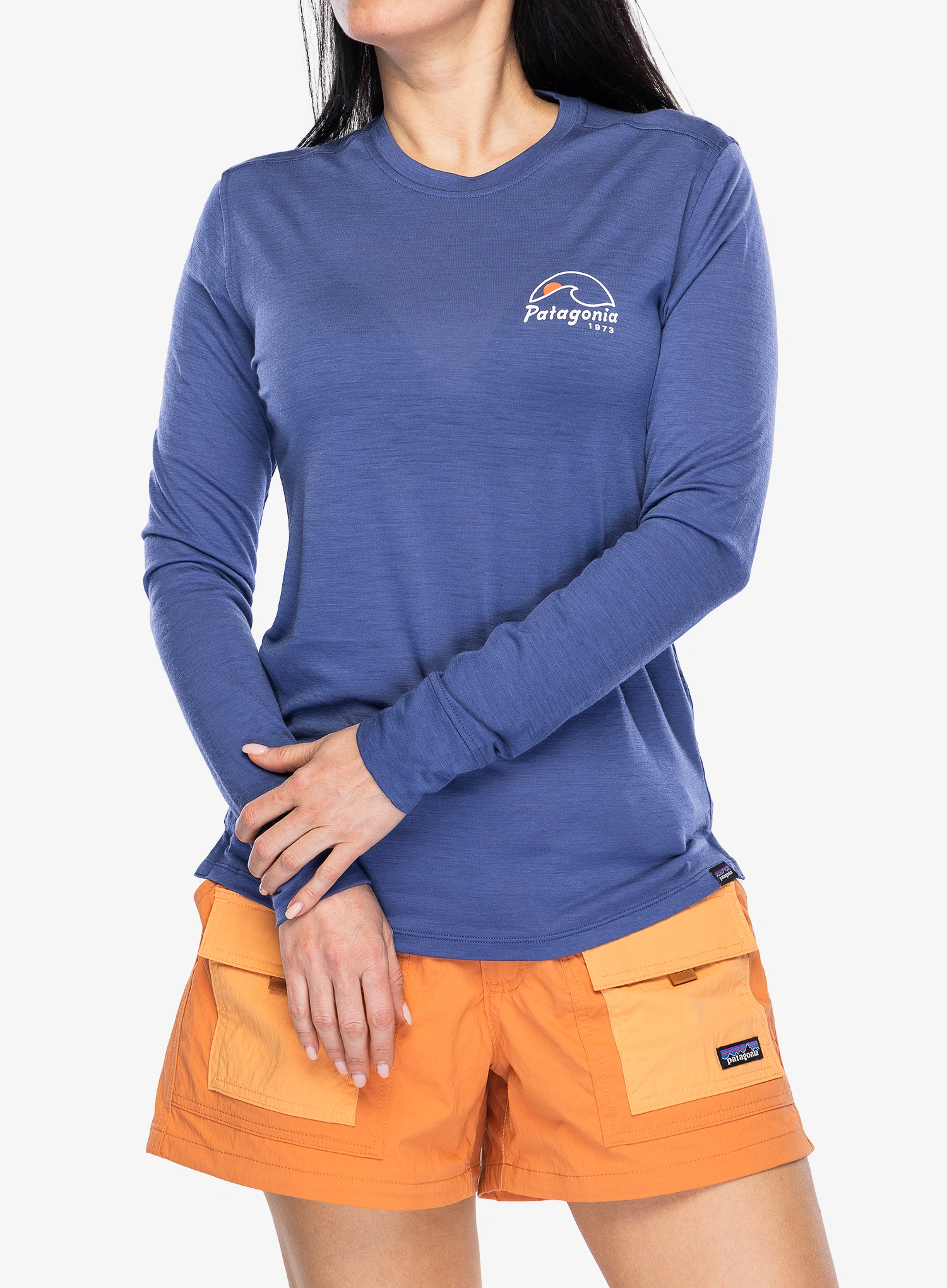 Дамски суичър Patagonia L/S Cap Cool Merino Graphic - imagine moon/solstice purple