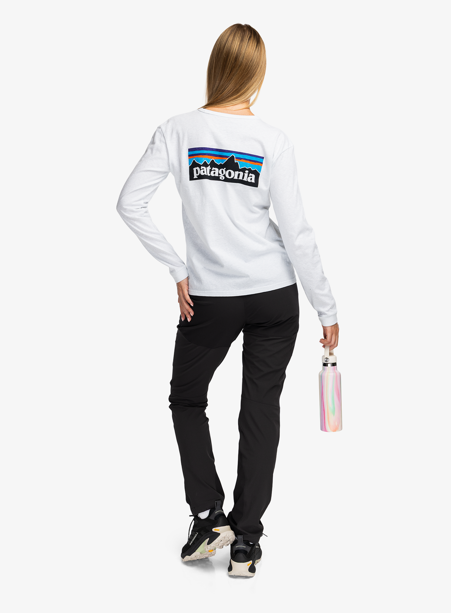 Дамски суичър Patagonia L/S P-6 Logo Responsibili-Tee - fiber white