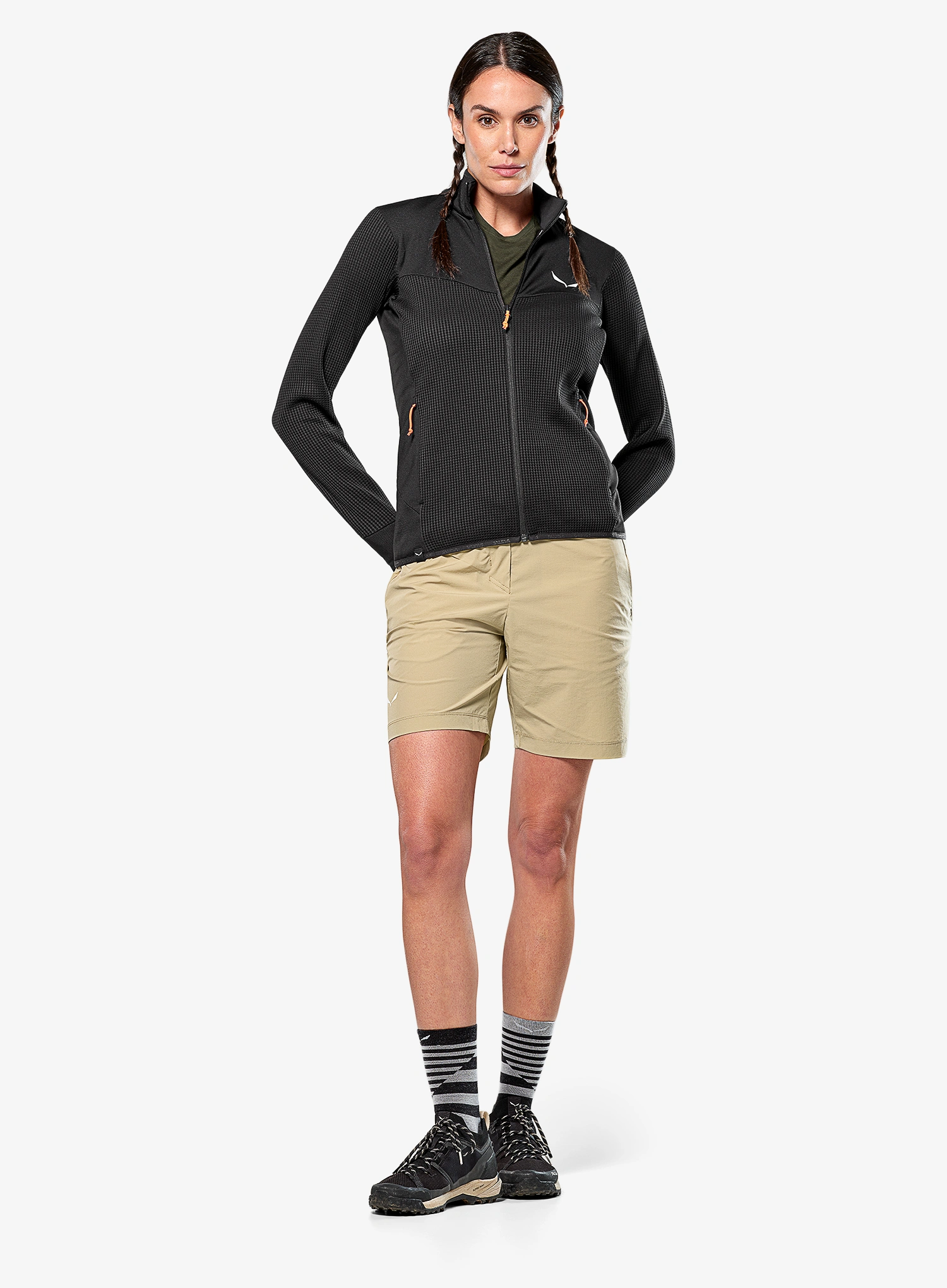 Дамски суичър Salewa Puez Waffle Hyb PL Jacket  - black out