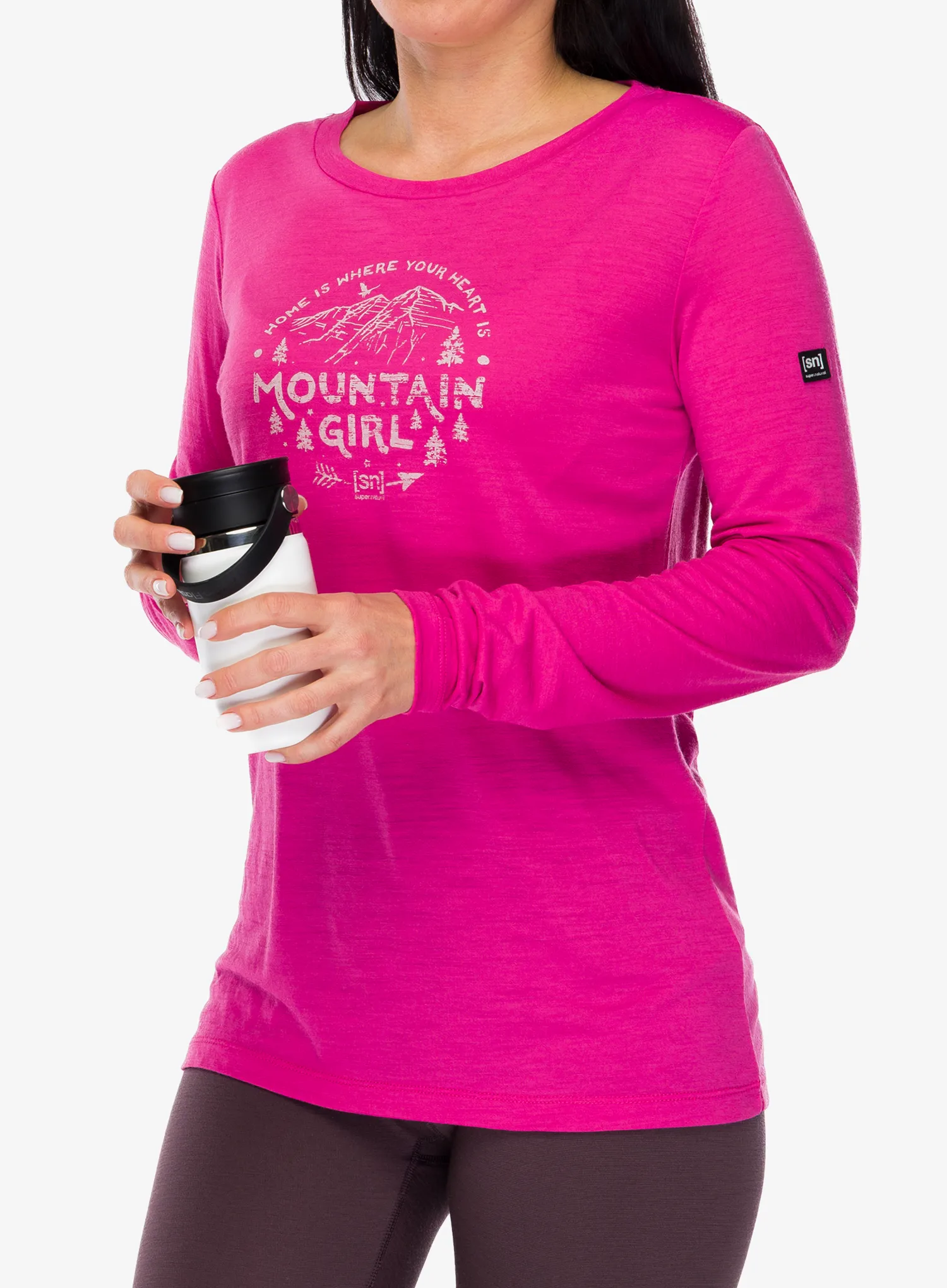 Дамски суичър Super.natural Mountain Girl LS - pinky rose/white stone