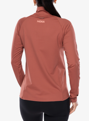 Дамски суичър за бягане Hoka GlideTech Quarter Zip - rouge
