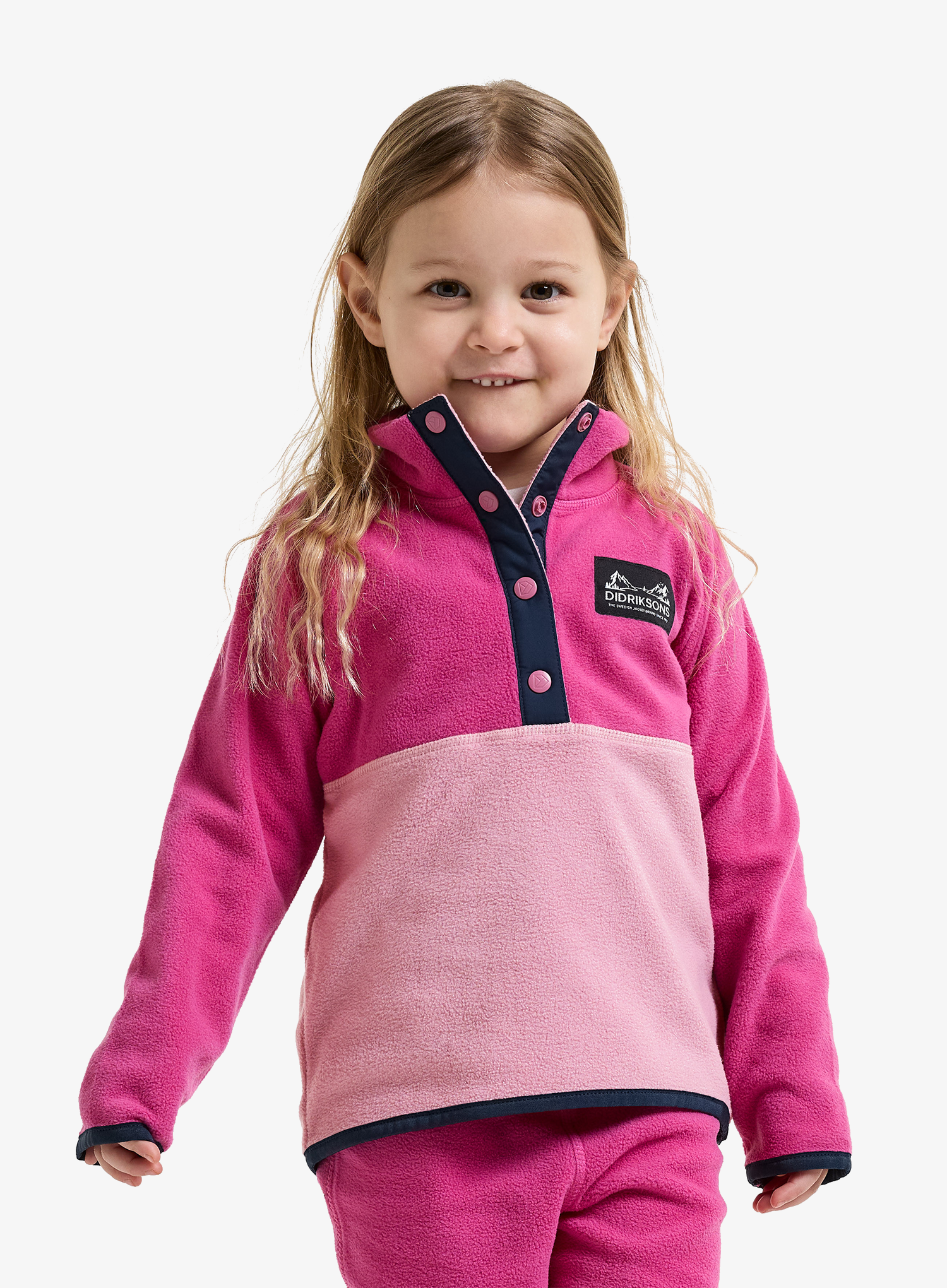 Суичър за момиче Didriksons Monte Half Button 6 - cactus pink