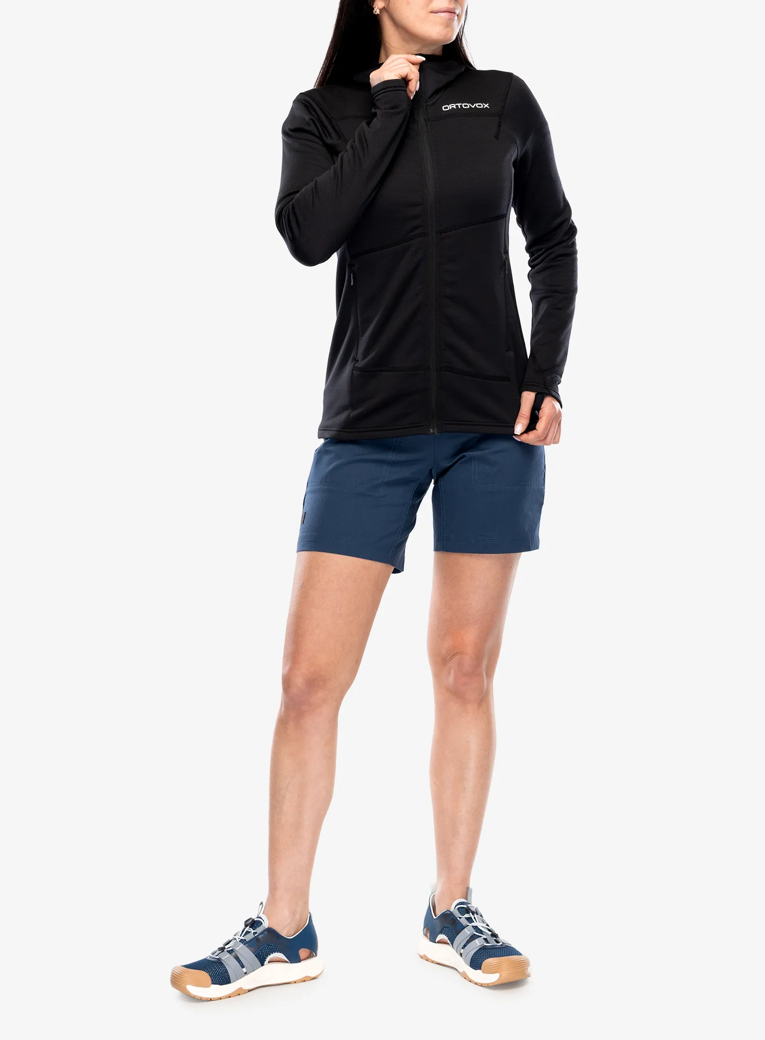 Дамски поларен суичър Ortovox Fleece Light Hoody - black raven