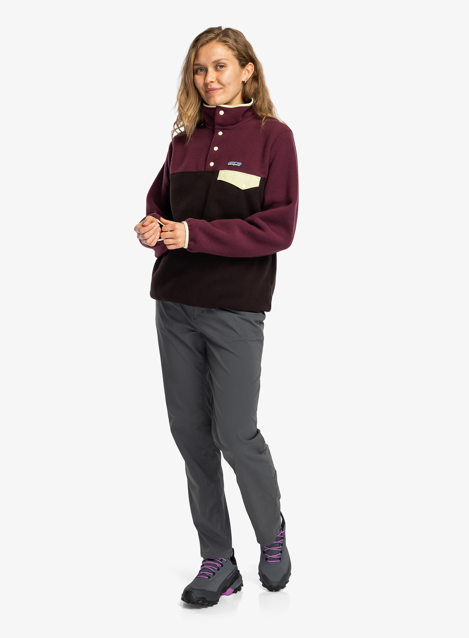 Дамски поларен суичър Patagonia Lightweight Synch Snap-T Pullover - den brown