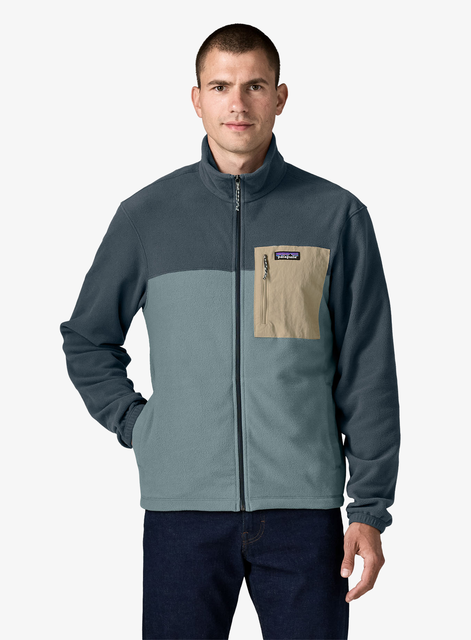 Поларен суичър Patagonia Micro D Patch Pocket Jacket - blue sage